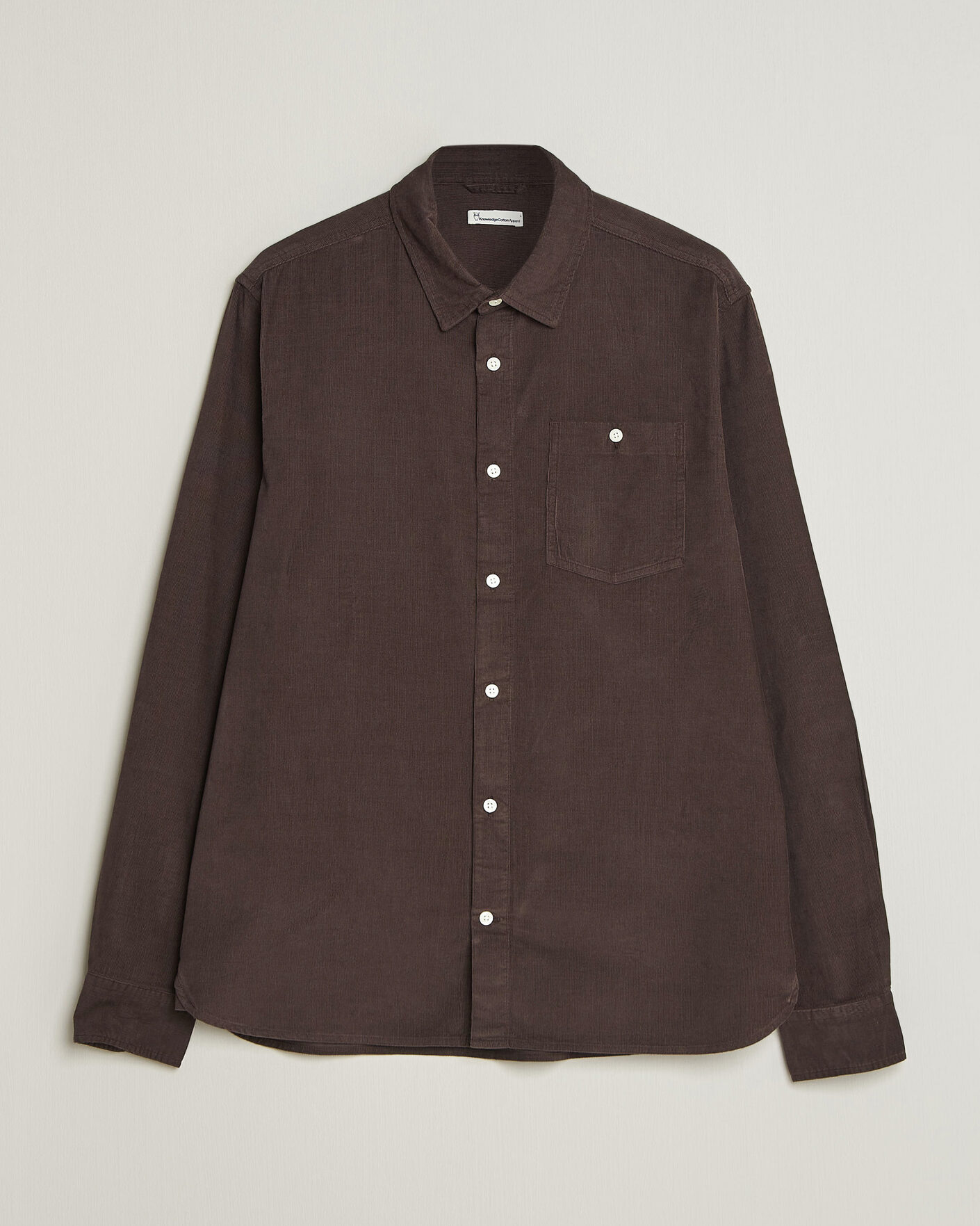 Herre | Skjorter | KnowledgeCotton Apparel | Regular Fit Cord Shirt Chocolate
