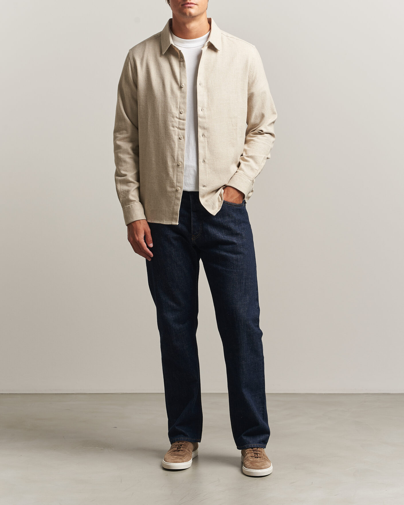Herre | Skjorter | KnowledgeCotton Apparel | Regular Fit Melange Flannel Shirt Feather Grey