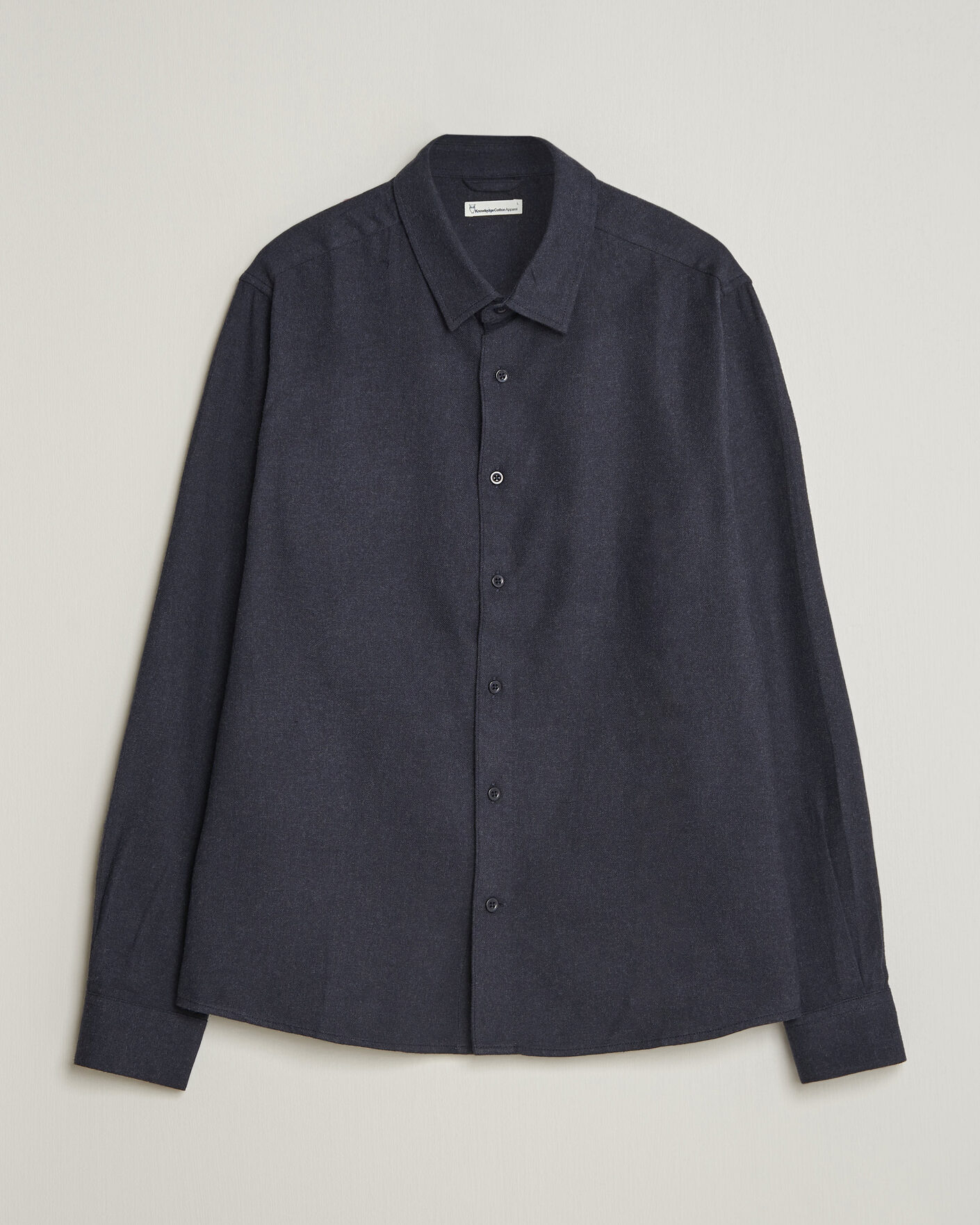 Herre | Skjorter | KnowledgeCotton Apparel | Regular Fit Melange Flannel Shirt Navy