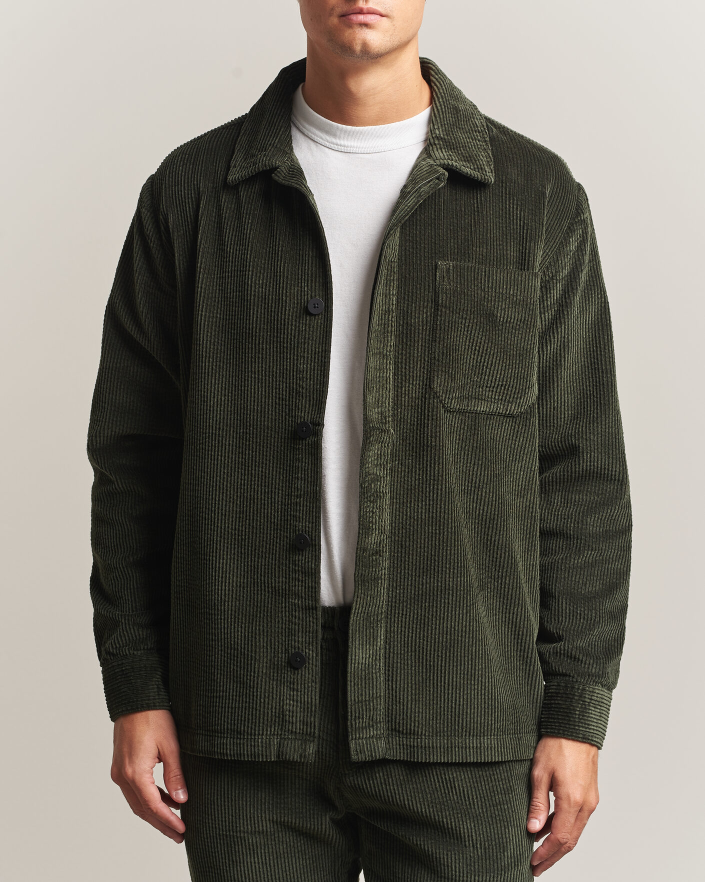 Herre | Skjorter | KnowledgeCotton Apparel | Cotton Corduroy Overshirt Forest Night