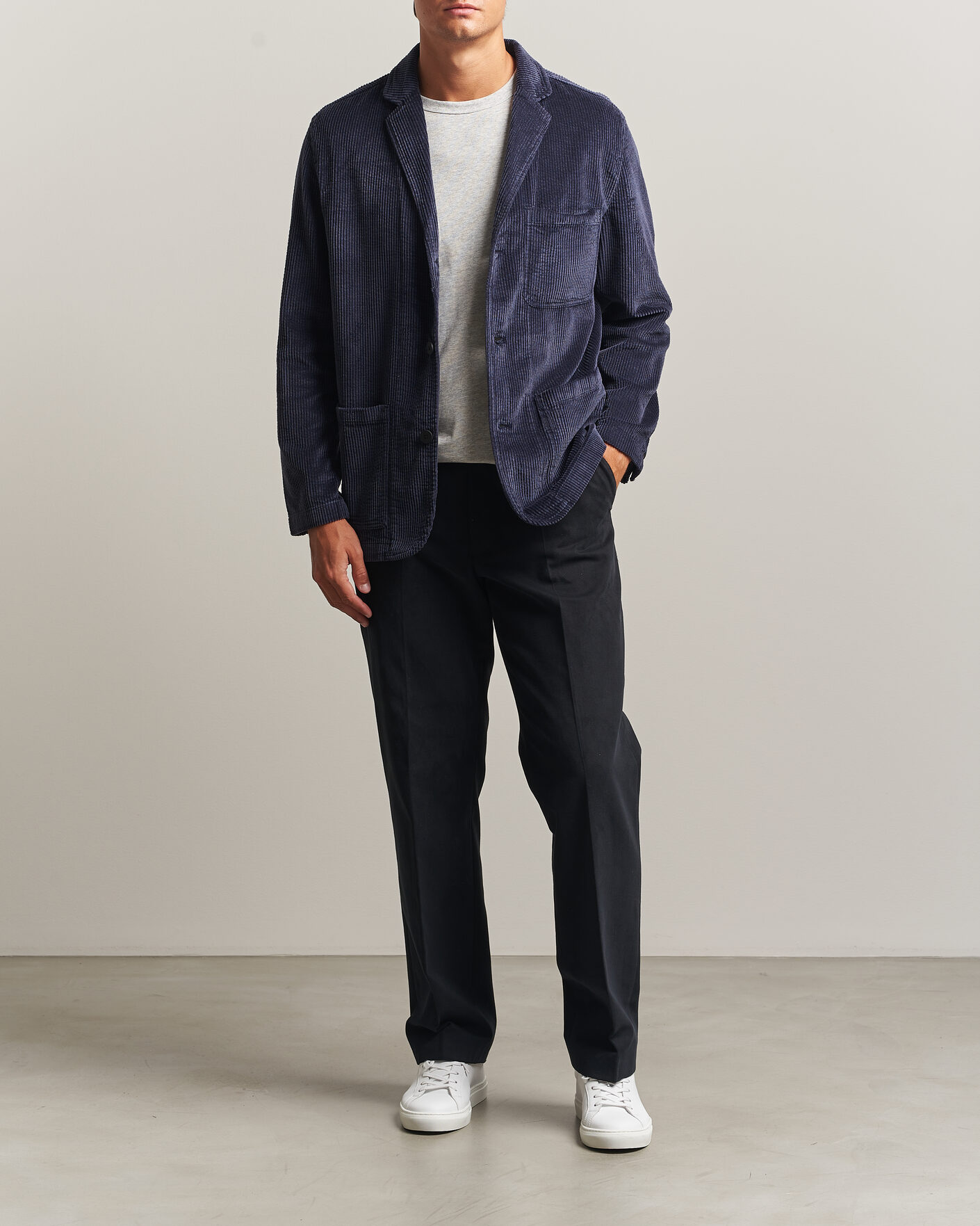 Herre | Dressjakker | KnowledgeCotton Apparel | Cotton Corduroy Blazer Night Sky