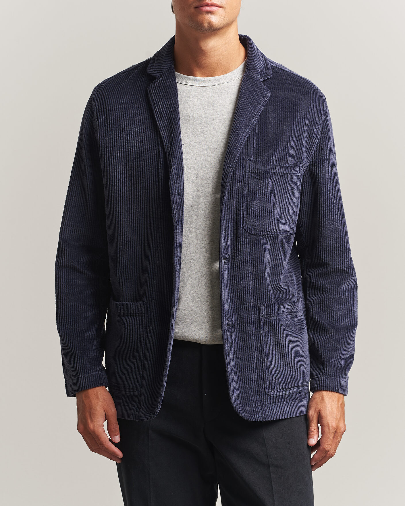 Herre | Dressjakker | KnowledgeCotton Apparel | Cotton Corduroy Blazer Night Sky