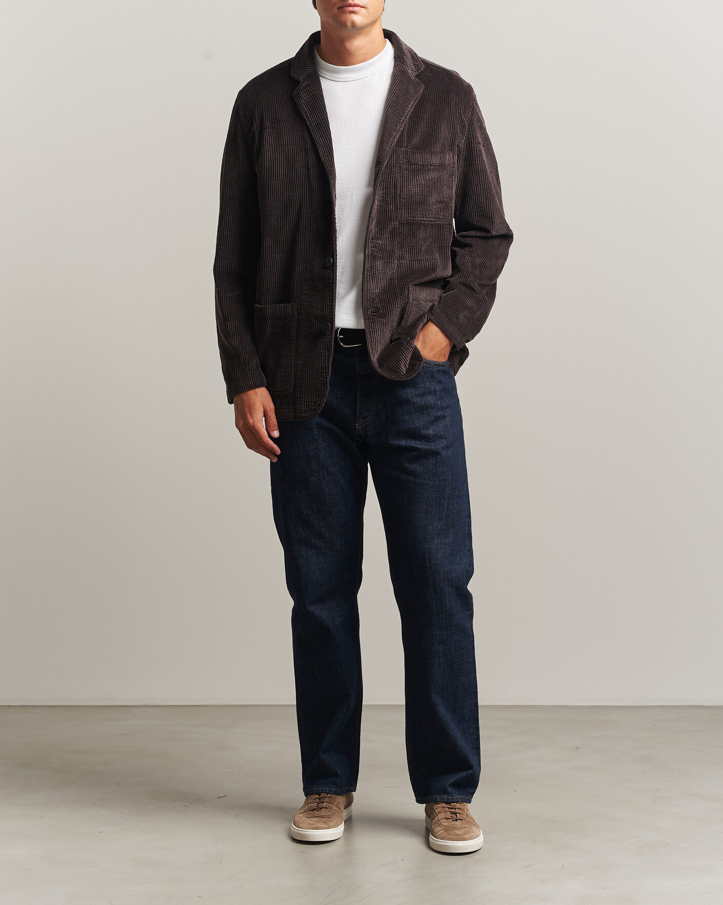 Herre | Dressjakker | KnowledgeCotton Apparel | Cotton Corduroy Blazer Chocolate