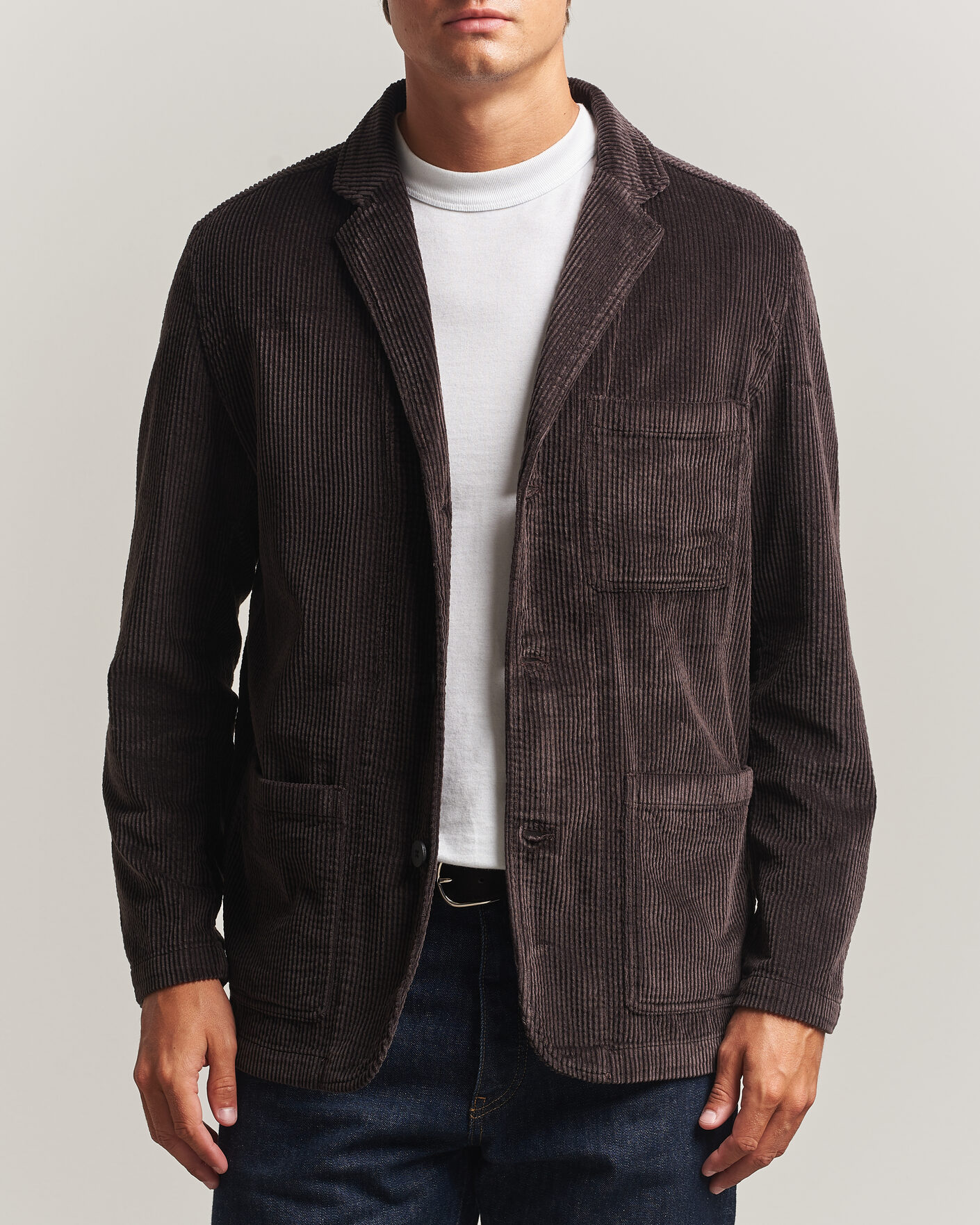 Herre | Dressjakker | KnowledgeCotton Apparel | Cotton Corduroy Blazer Chocolate