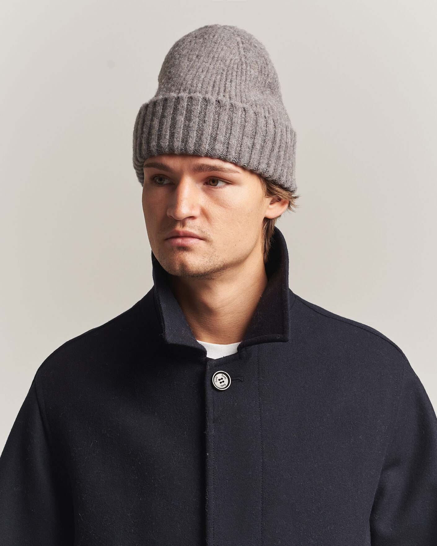 Herre | Luer | Robert Mackie | Rona Ribbed Shaggy Lambswool Beanie Light Brown