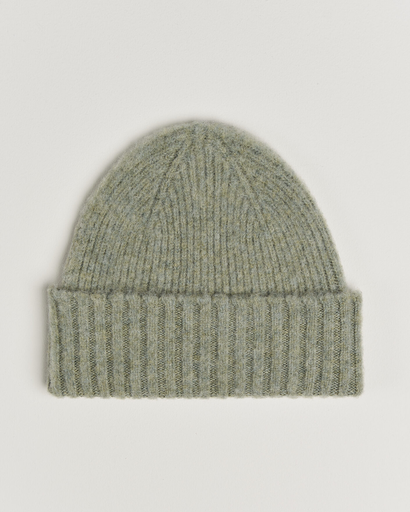 Herre | Luer | Robert Mackie | Rona Ribbed Shaggy Lambswool Beanie Light Green