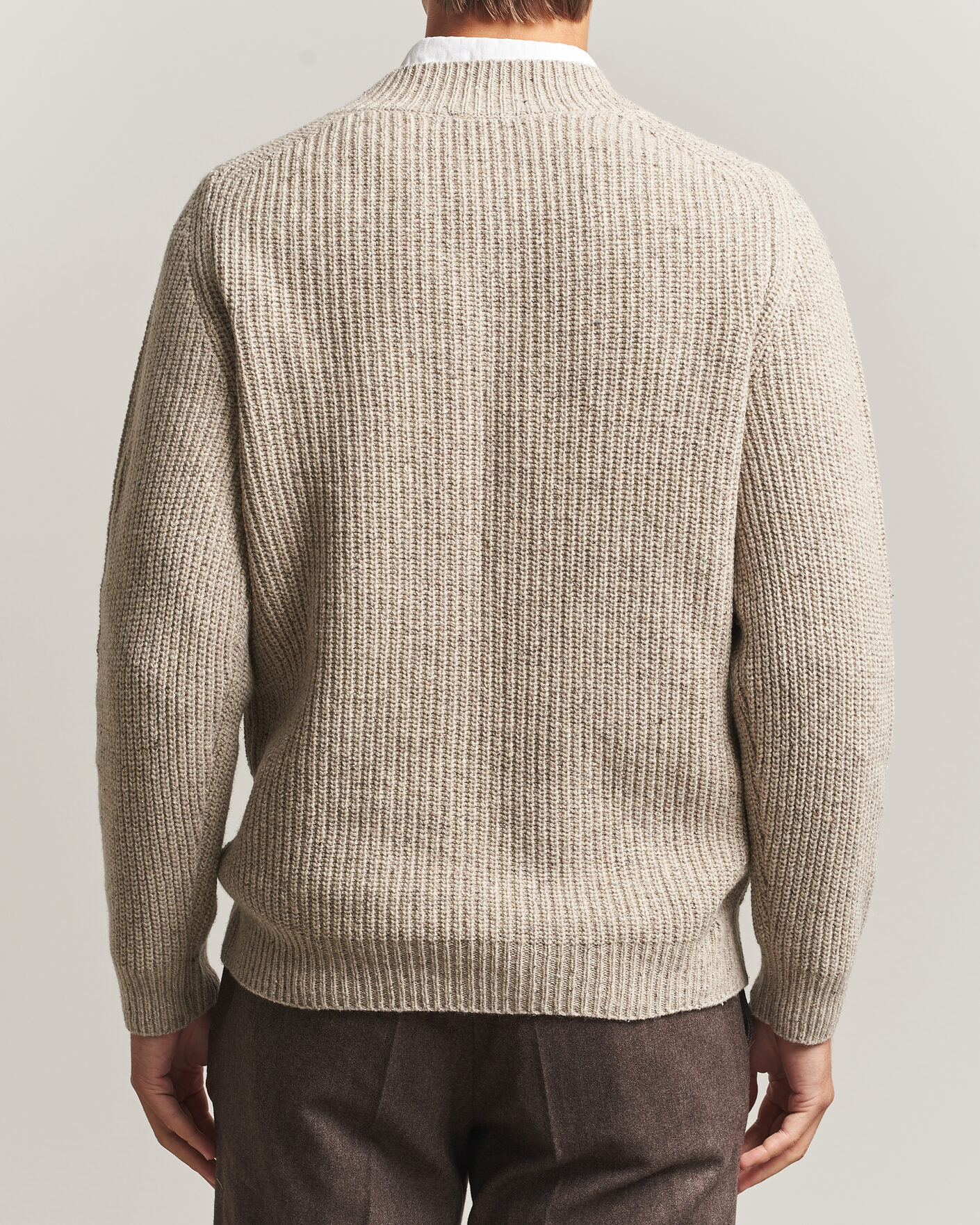 Herre | Gensere | Morgano | Fisherman Ribb Donegal Knitted V-Neck Beige