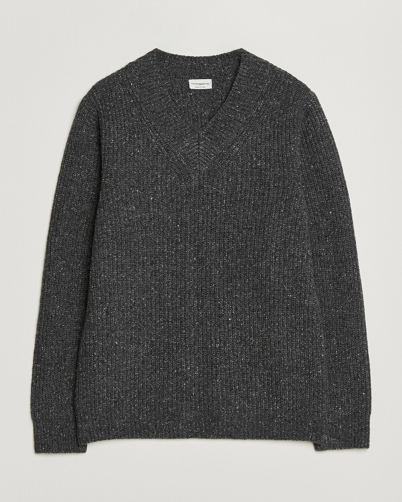 Herre | Gensere | Morgano | Fisherman Ribb Donegal Knitted V-Neck Dark Grey