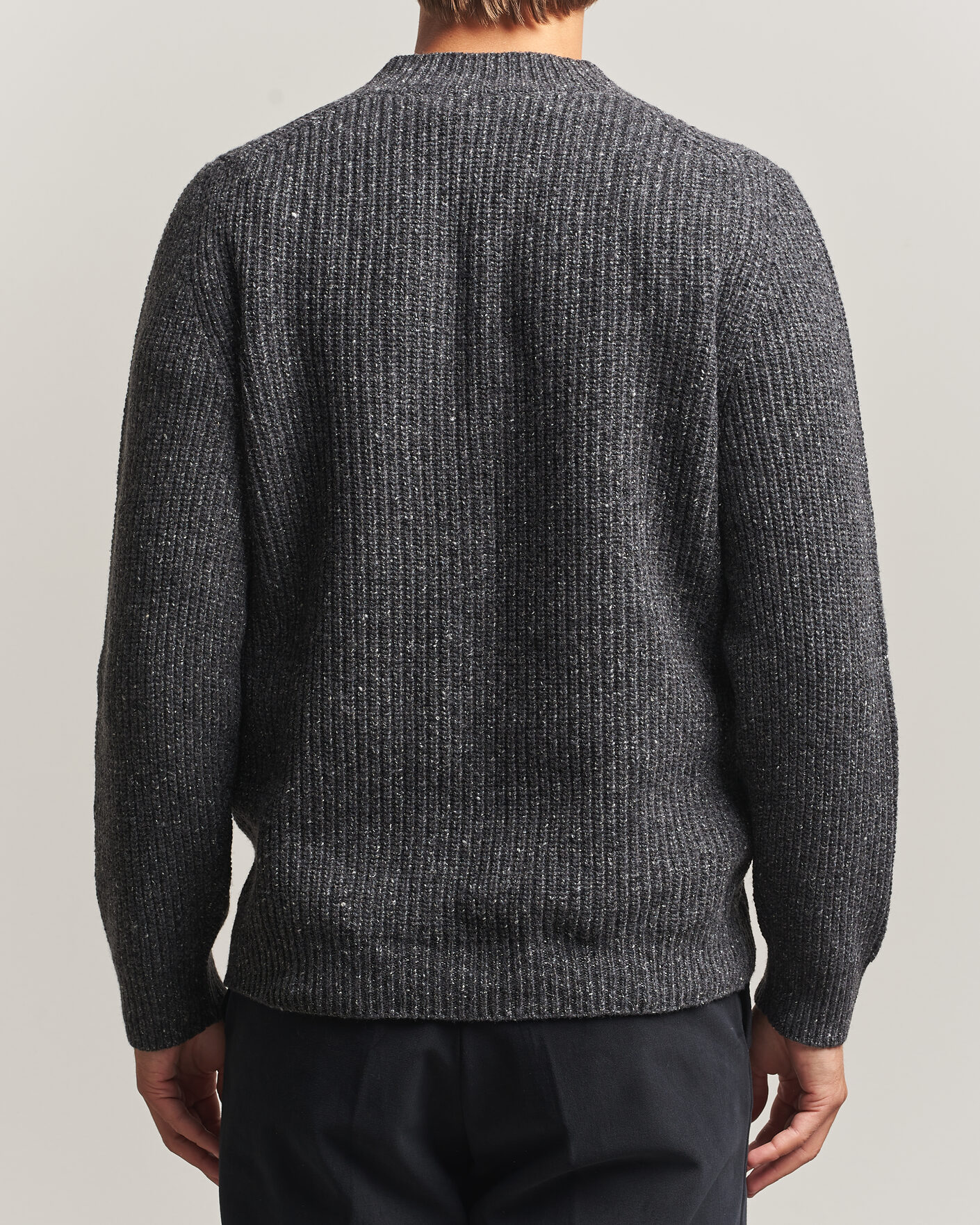 Herre | Gensere | Morgano | Fisherman Ribb Donegal Knitted V-Neck Dark Grey