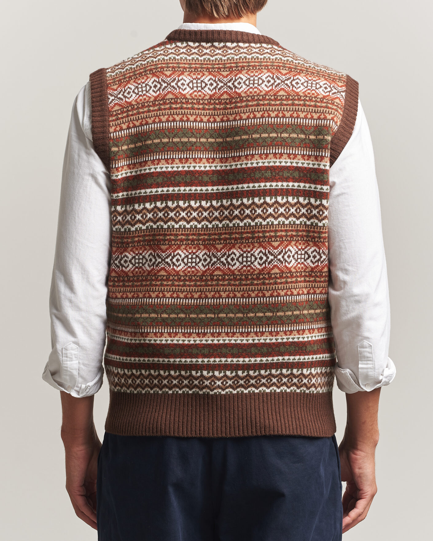 Herre | Gensere | Morgano | Wool/Cashmere Fair Isle Knitted Vest Brown