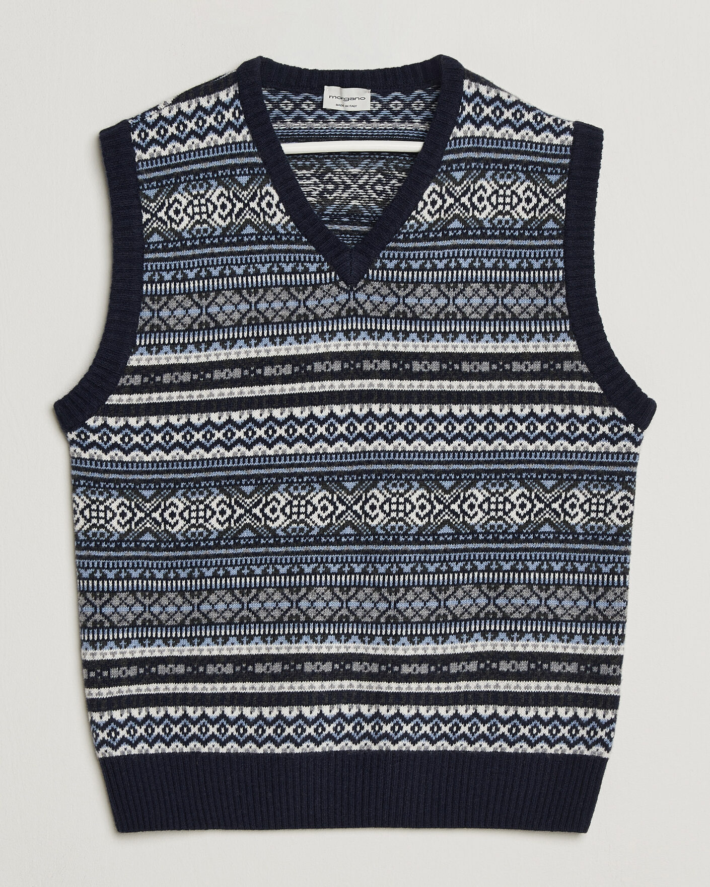 Herre | Gensere | Morgano | Wool/Cashmere Fair Isle Knitted Vest Navy