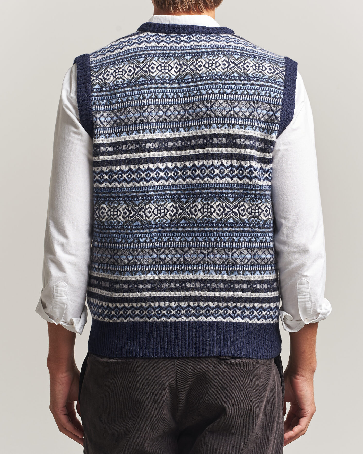 Herre | Gensere | Morgano | Wool/Cashmere Fair Isle Knitted Vest Navy