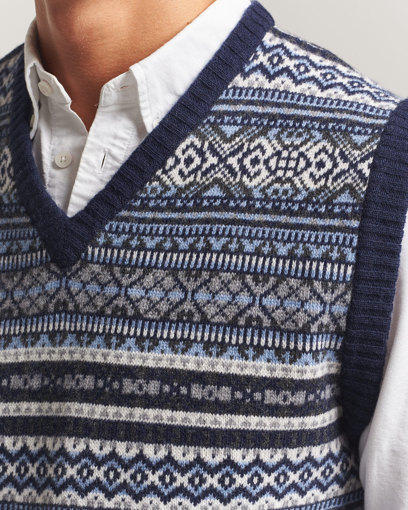 Herre | Gensere | Morgano | Wool/Cashmere Fair Isle Knitted Vest Navy