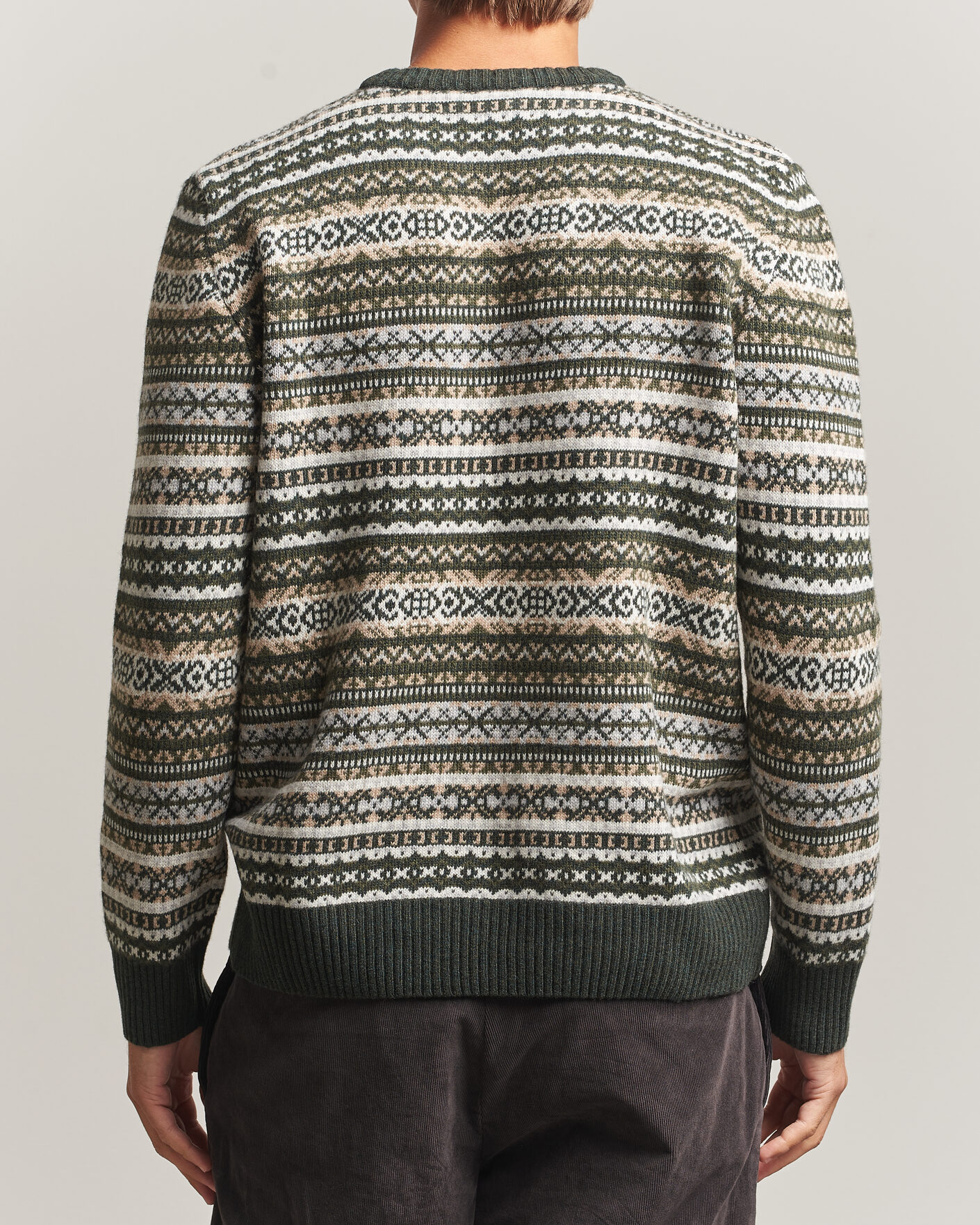 Herre | Gensere | Morgano | Wool/Cashmere Fair Isle Knitted Crewneck Green
