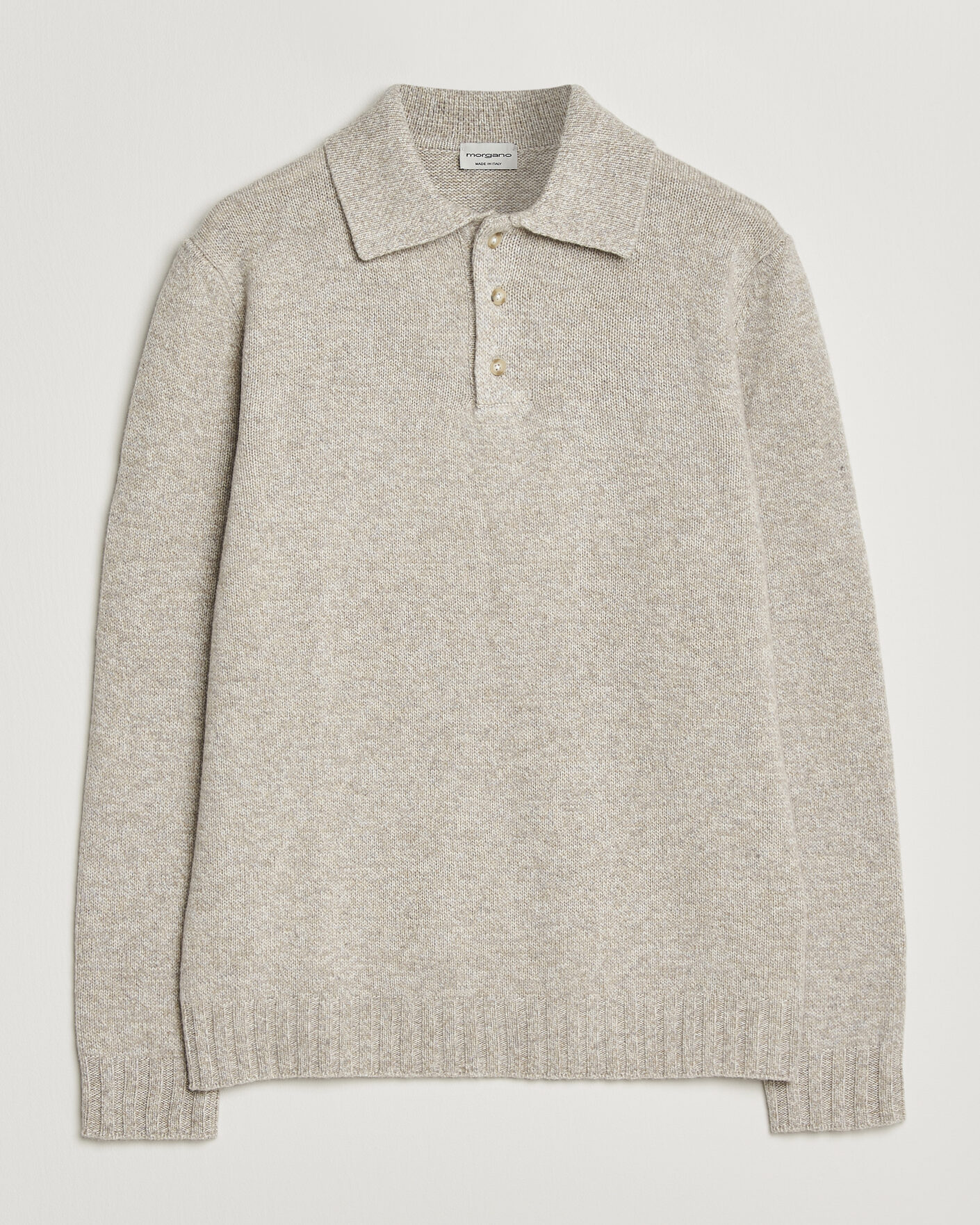 Herre | Gensere | Morgano | Wool/Cashmere Knitted Polo Beige