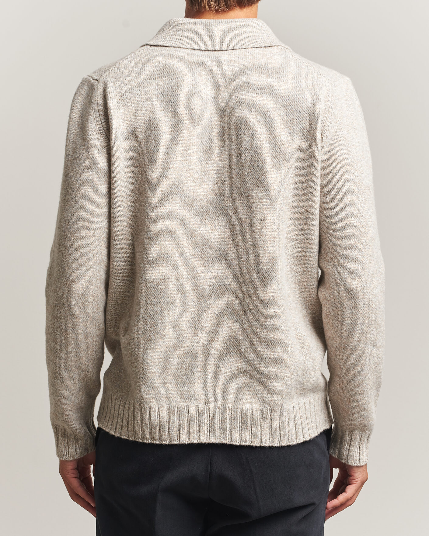 Herre | Gensere | Morgano | Wool/Cashmere Knitted Polo Beige