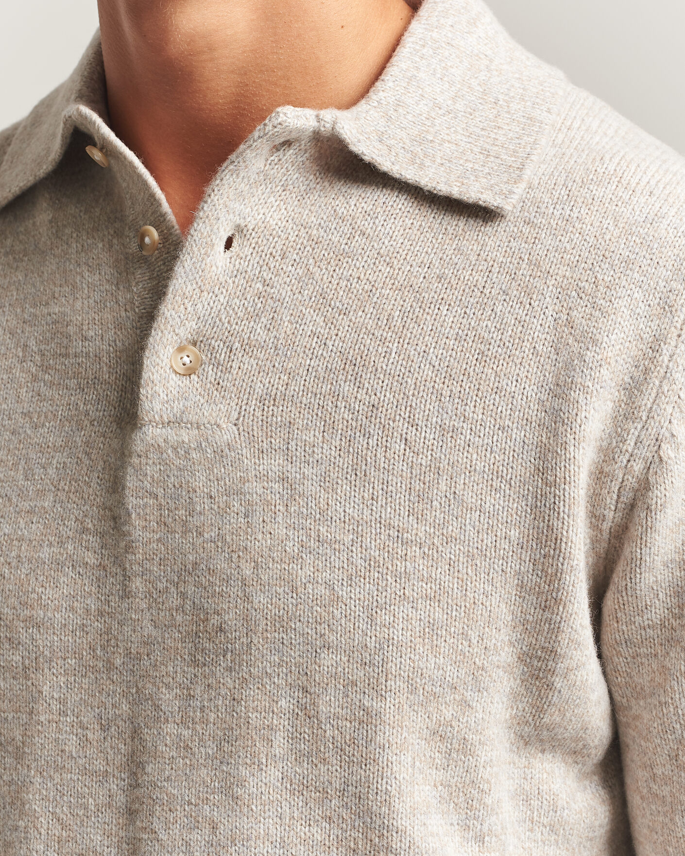 Herre | Gensere | Morgano | Wool/Cashmere Knitted Polo Beige