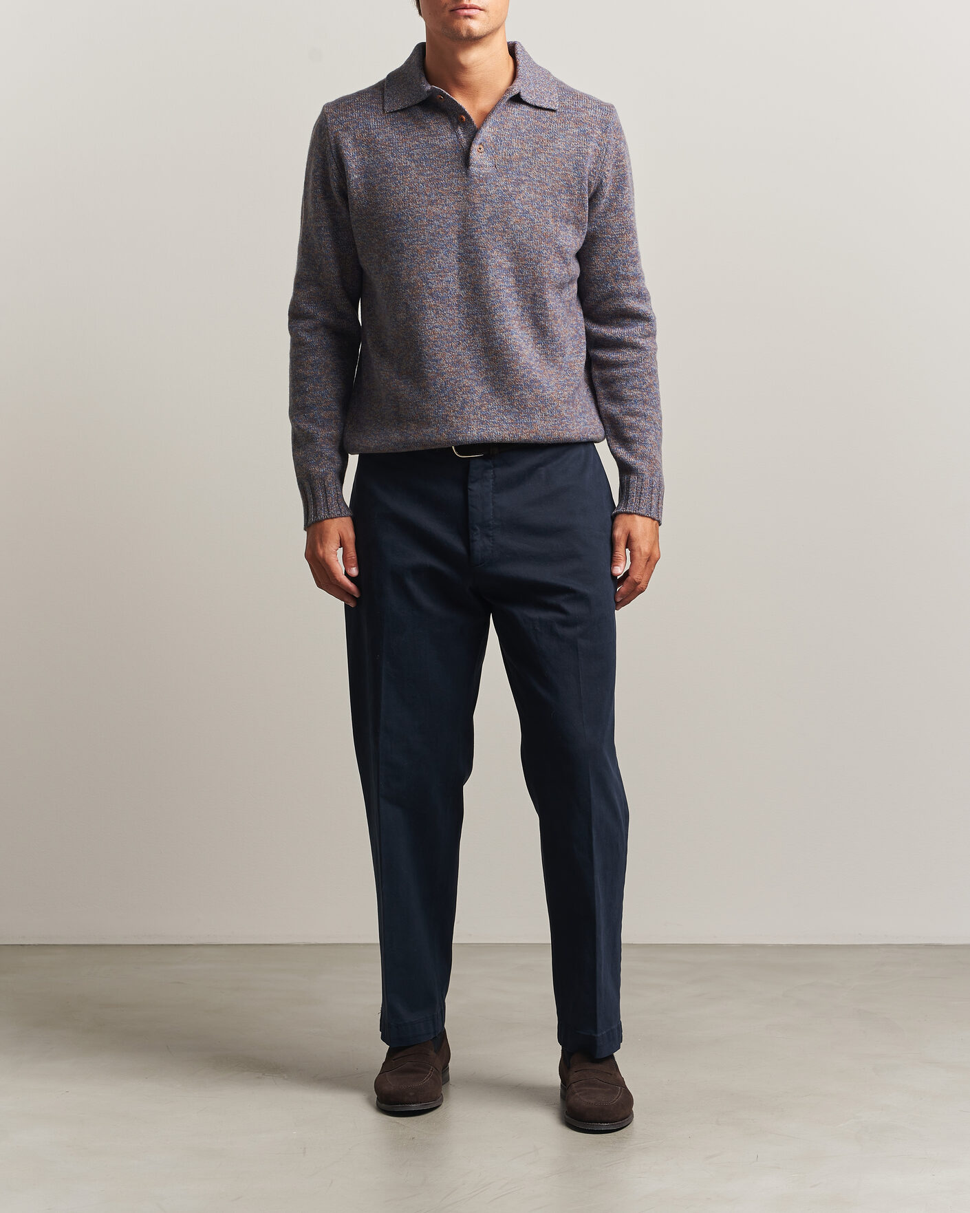 Herre | Gensere | Morgano | Wool/Cashmere Knitted Polo Blue