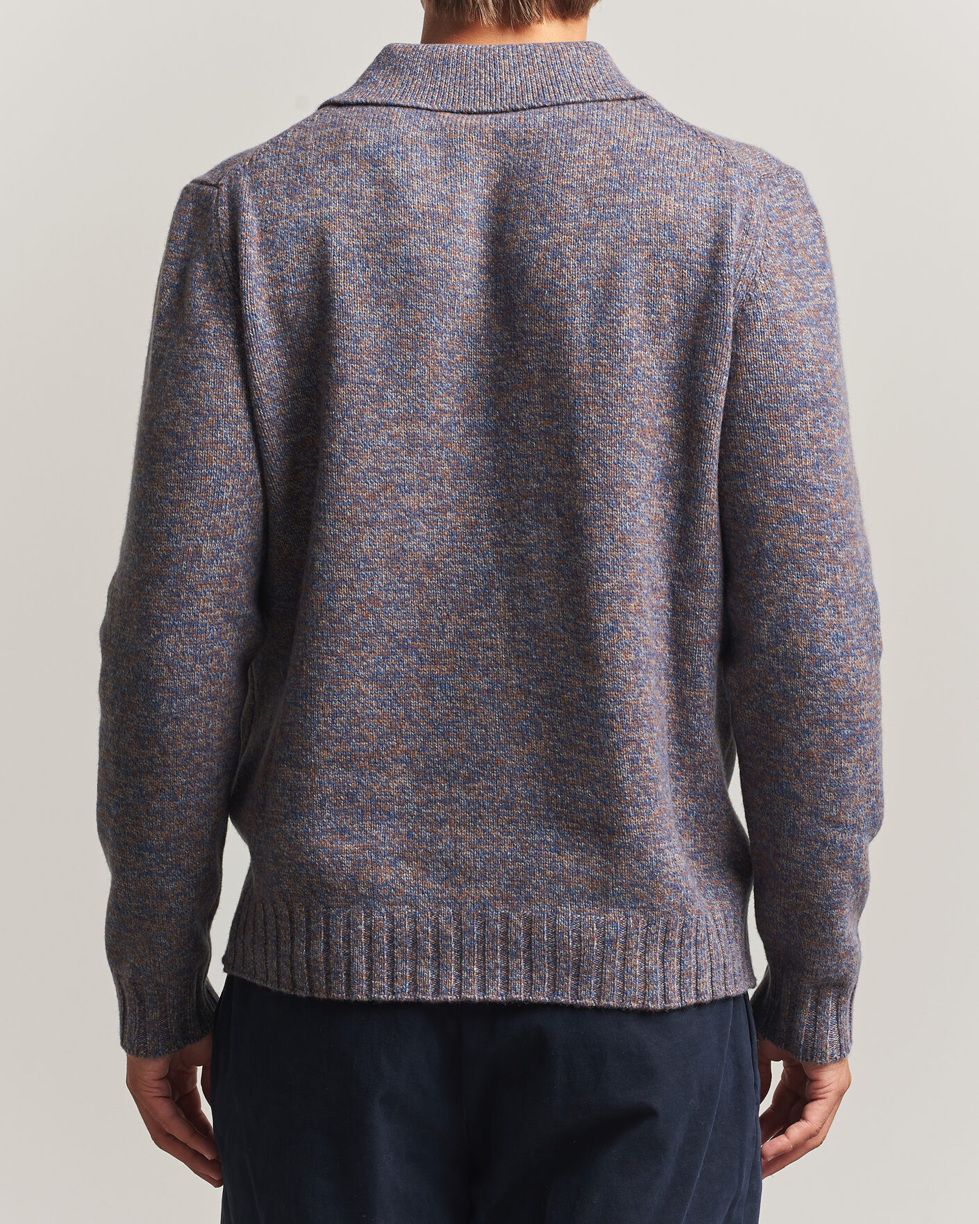 Herre | Gensere | Morgano | Wool/Cashmere Knitted Polo Blue