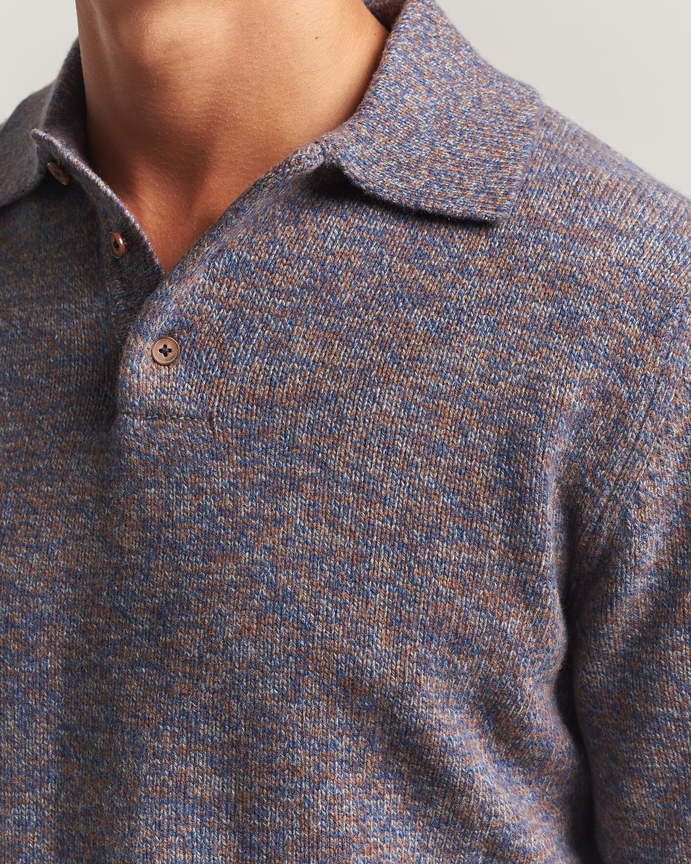Herre | Gensere | Morgano | Wool/Cashmere Knitted Polo Blue