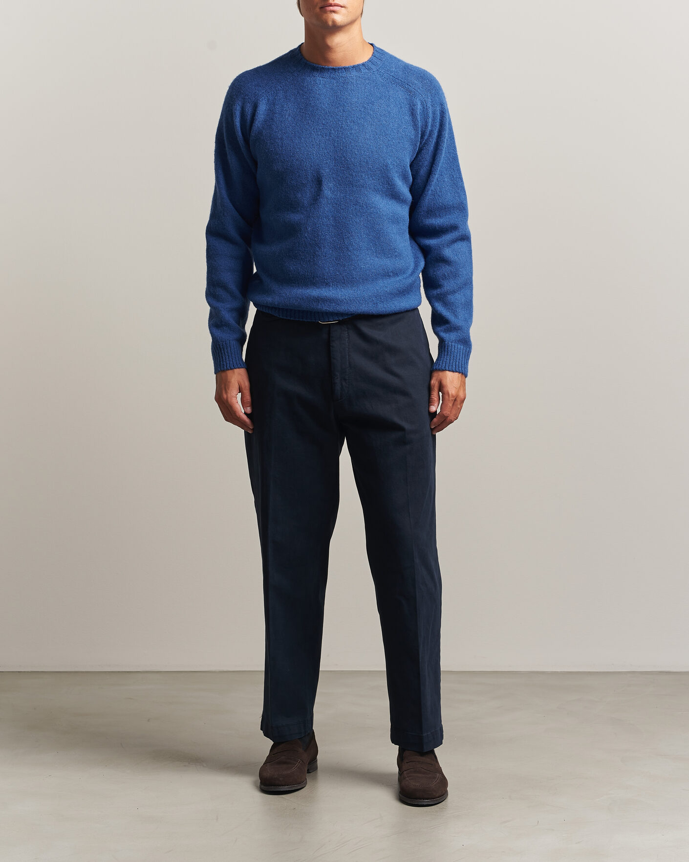 Herre | Gensere | Morgano | Brushed Wool Crewneck High Blue