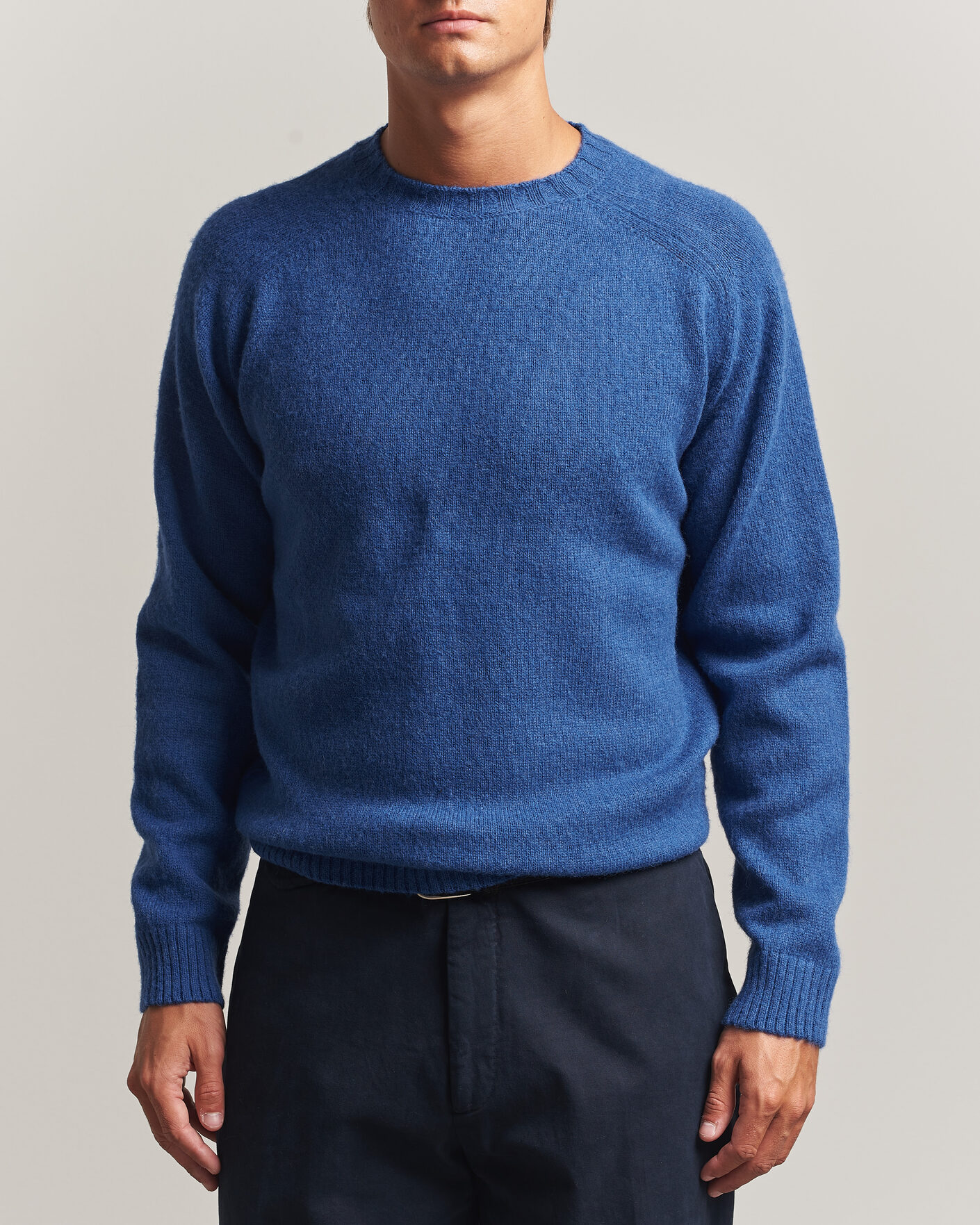 Herre | Gensere | Morgano | Brushed Wool Crewneck High Blue