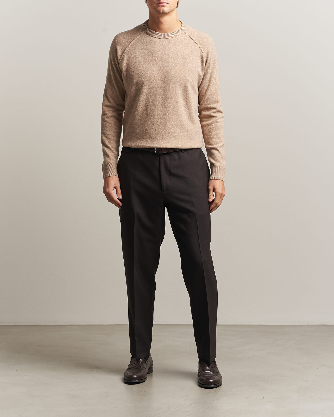 Herre | Gensere | Morgano | Wool/Cashmere Raglan Crew Beige