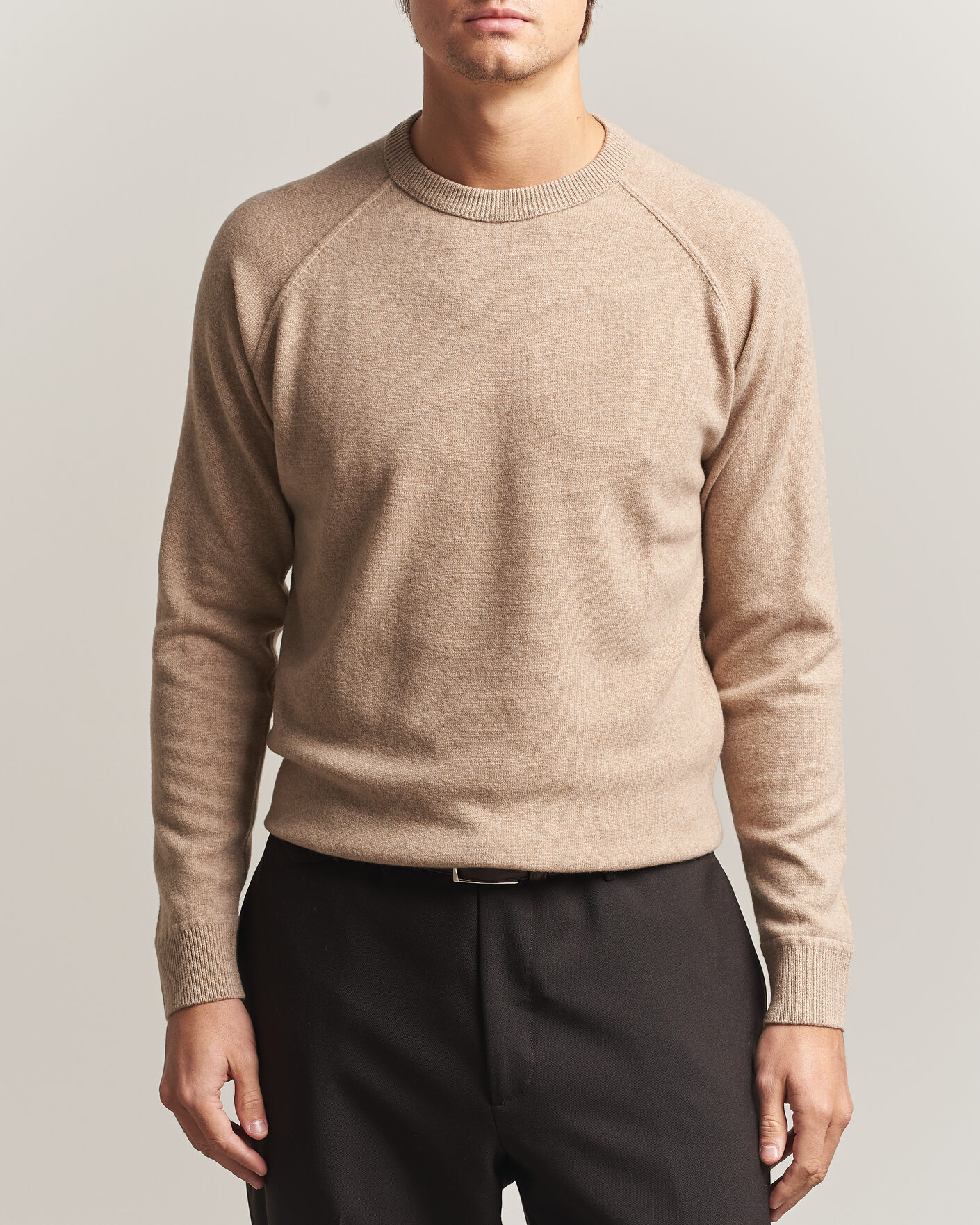 Herre | Gensere | Morgano | Wool/Cashmere Raglan Crew Beige