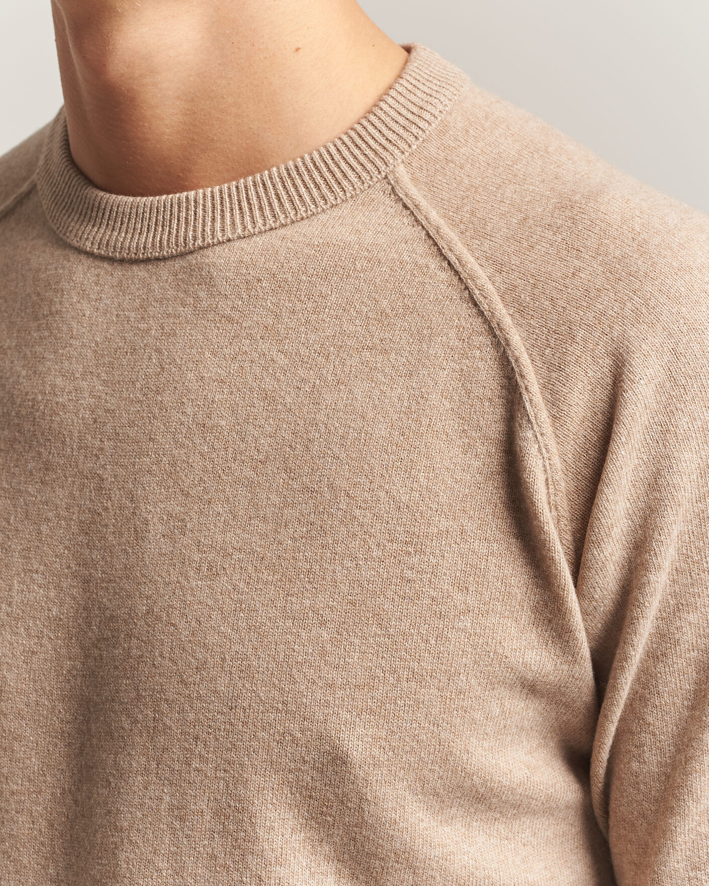 Herre | Gensere | Morgano | Wool/Cashmere Raglan Crew Beige