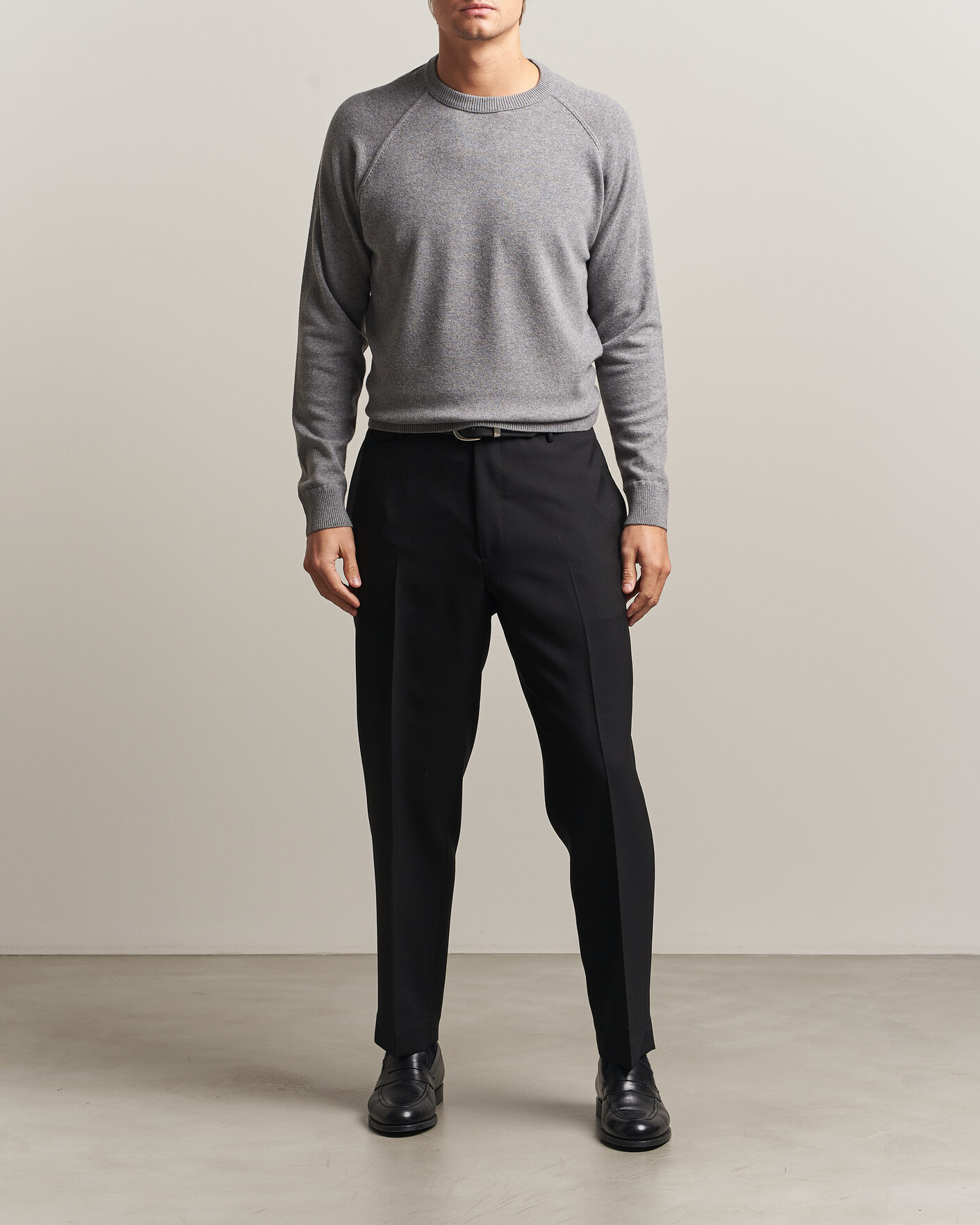 Herre | Gensere | Morgano | Wool/Cashmere Raglan Crew Grey