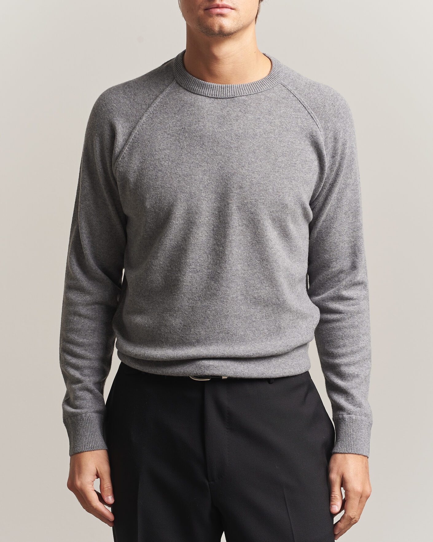Herre | Gensere | Morgano | Wool/Cashmere Raglan Crew Grey