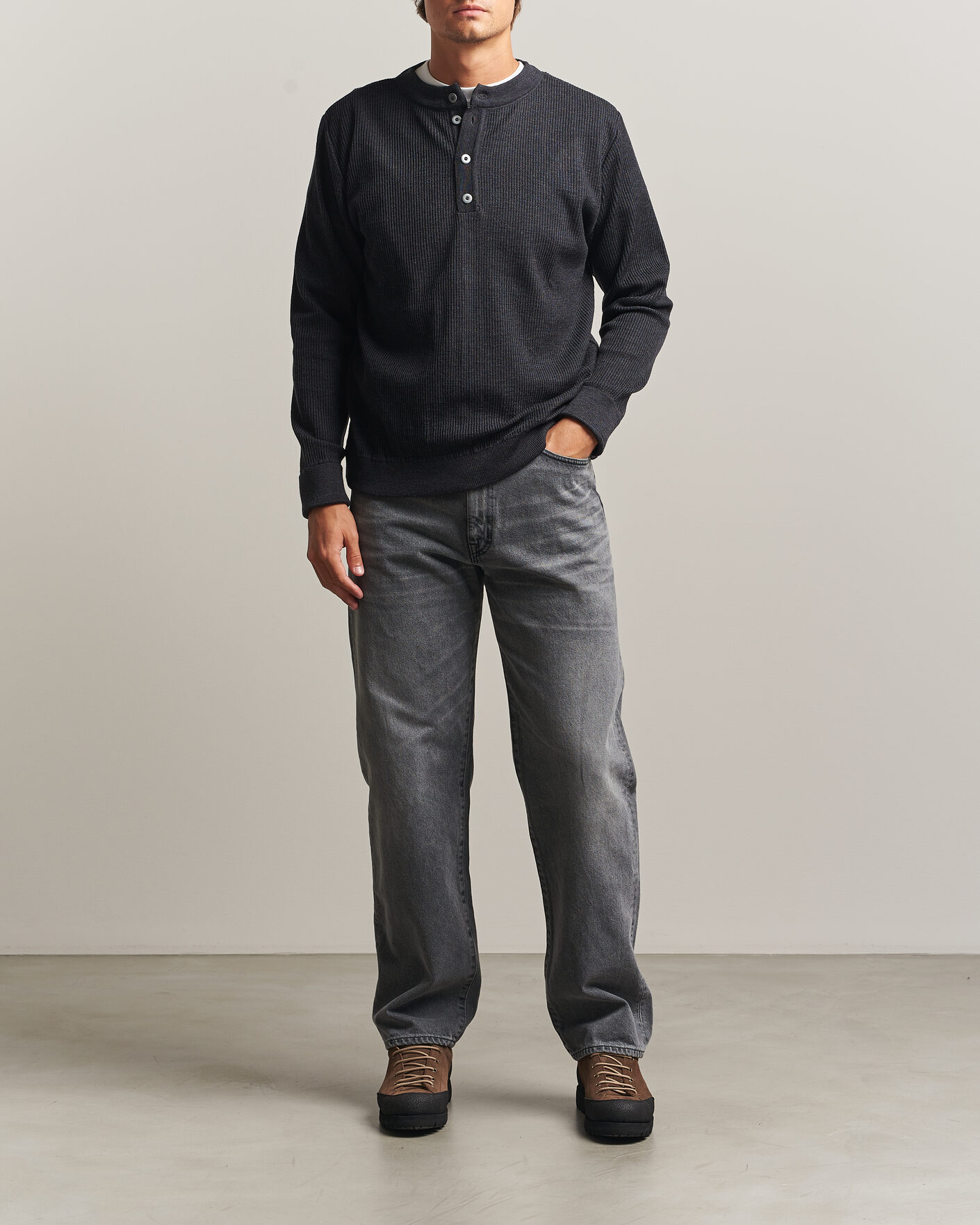Herre | Gensere | S.N.S. Herning | Stamina Rib Henley Magnetite Black