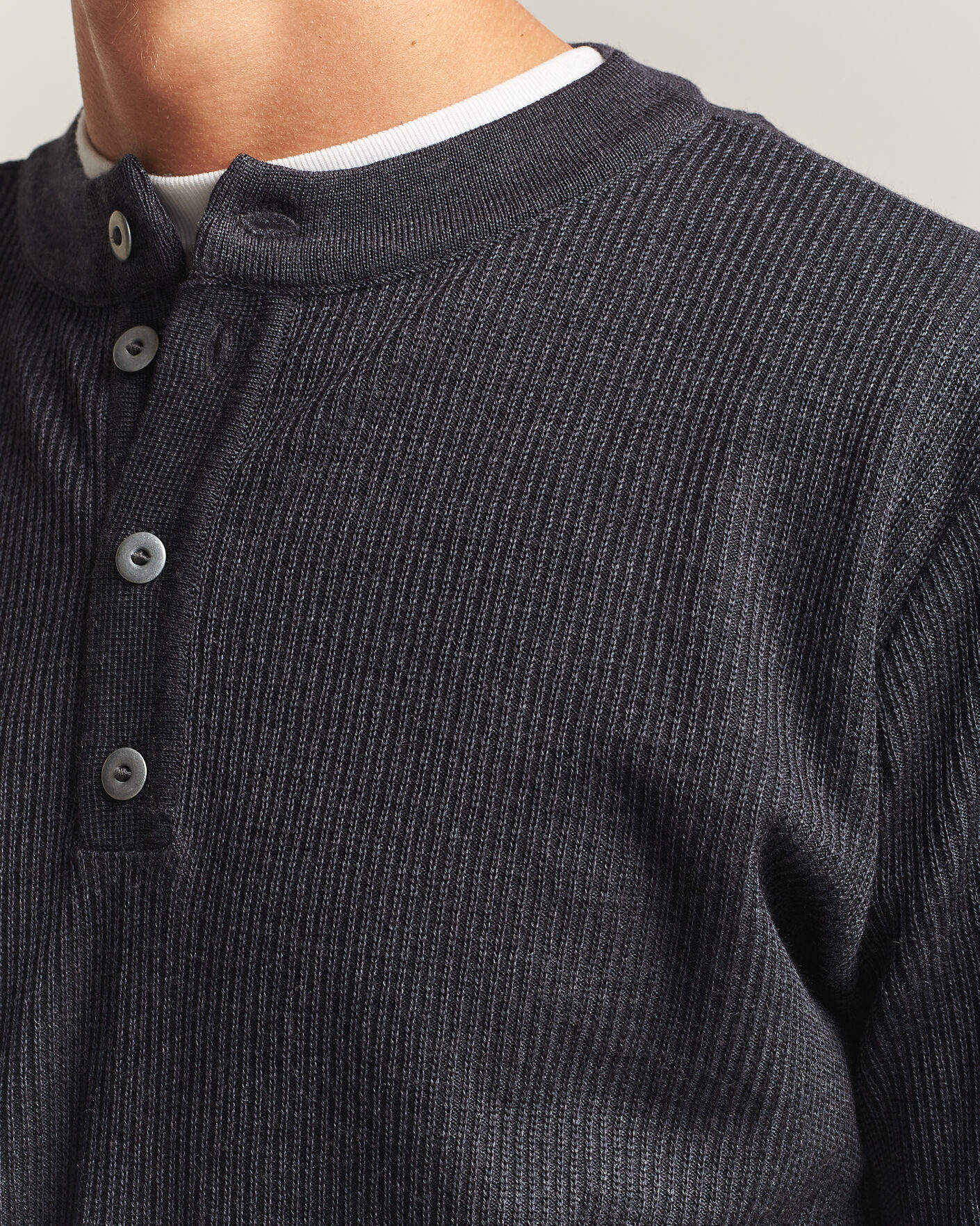 Herre | Gensere | S.N.S. Herning | Stamina Rib Henley Magnetite Black