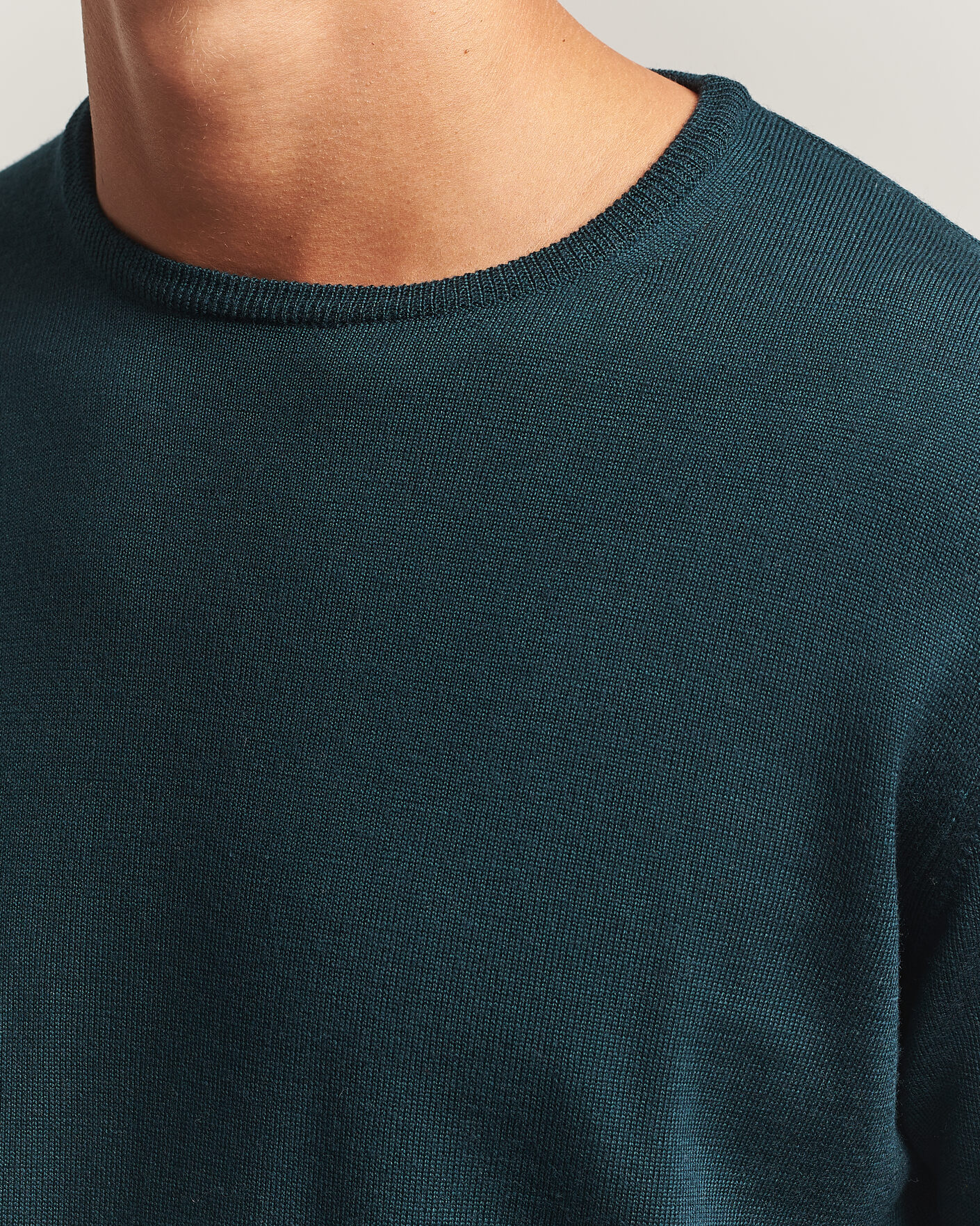 Herre | Gensere | Morgano | Extra Fine Merino Wool Crewneck Bottle Green