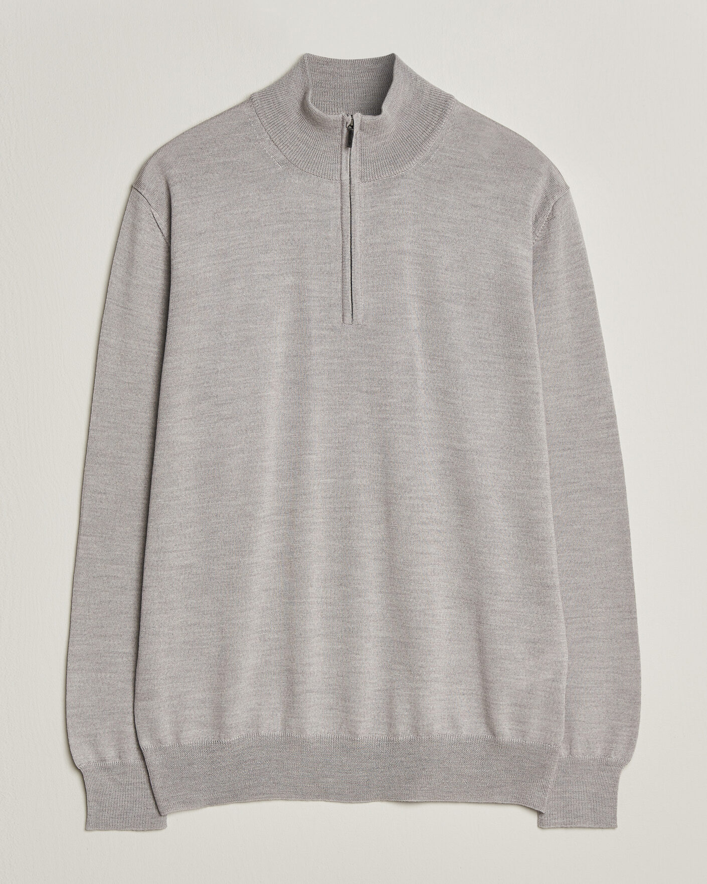 Herre | Gensere | Morgano | Extra Fine Merino Wool Half-Zip Light Grey