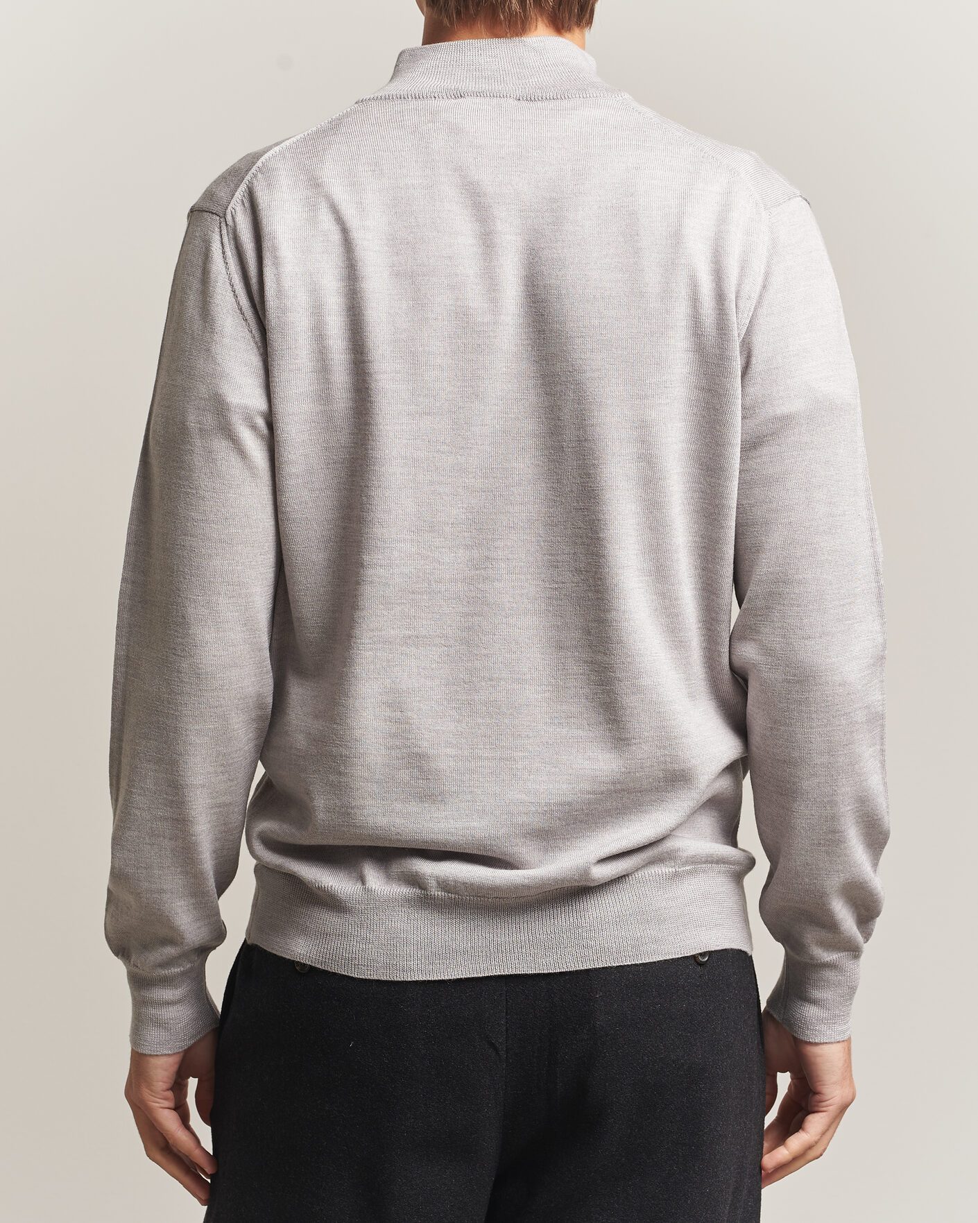 Herre | Gensere | Morgano | Extra Fine Merino Wool Half-Zip Light Grey