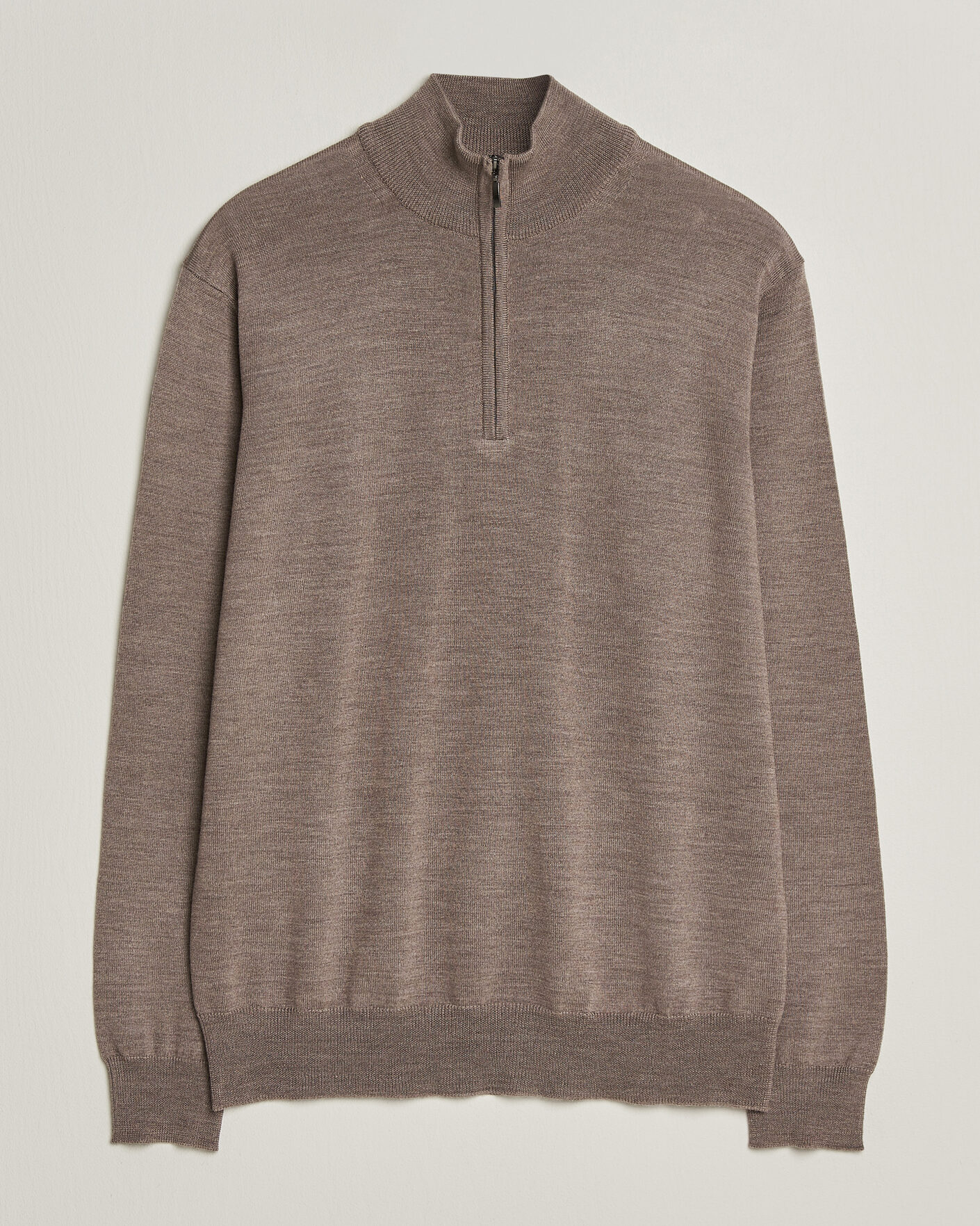 Herre | Gensere | Morgano | Extra Fine Merino Wool Half-Zip Mid Brown