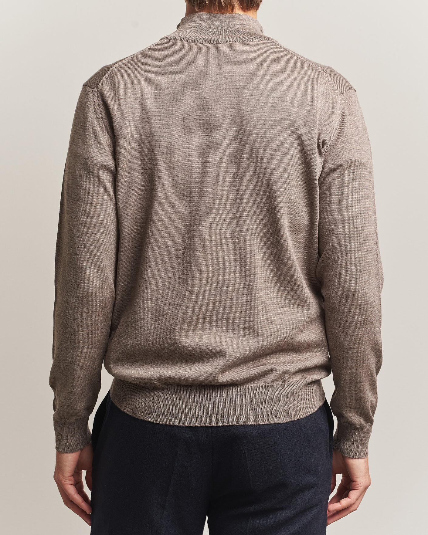 Herre | Gensere | Morgano | Extra Fine Merino Wool Half-Zip Mid Brown