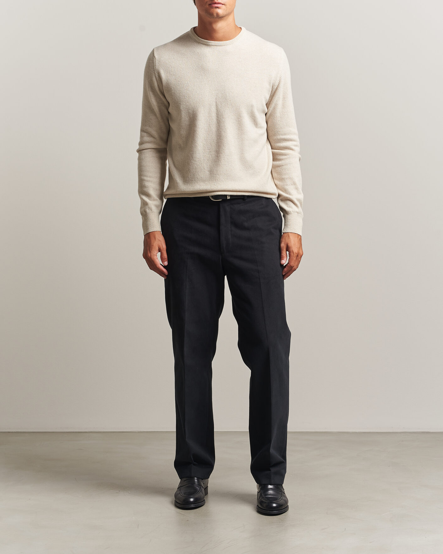 Herre | Gensere | Morgano | Wool/Cashmere Crewneck Beige