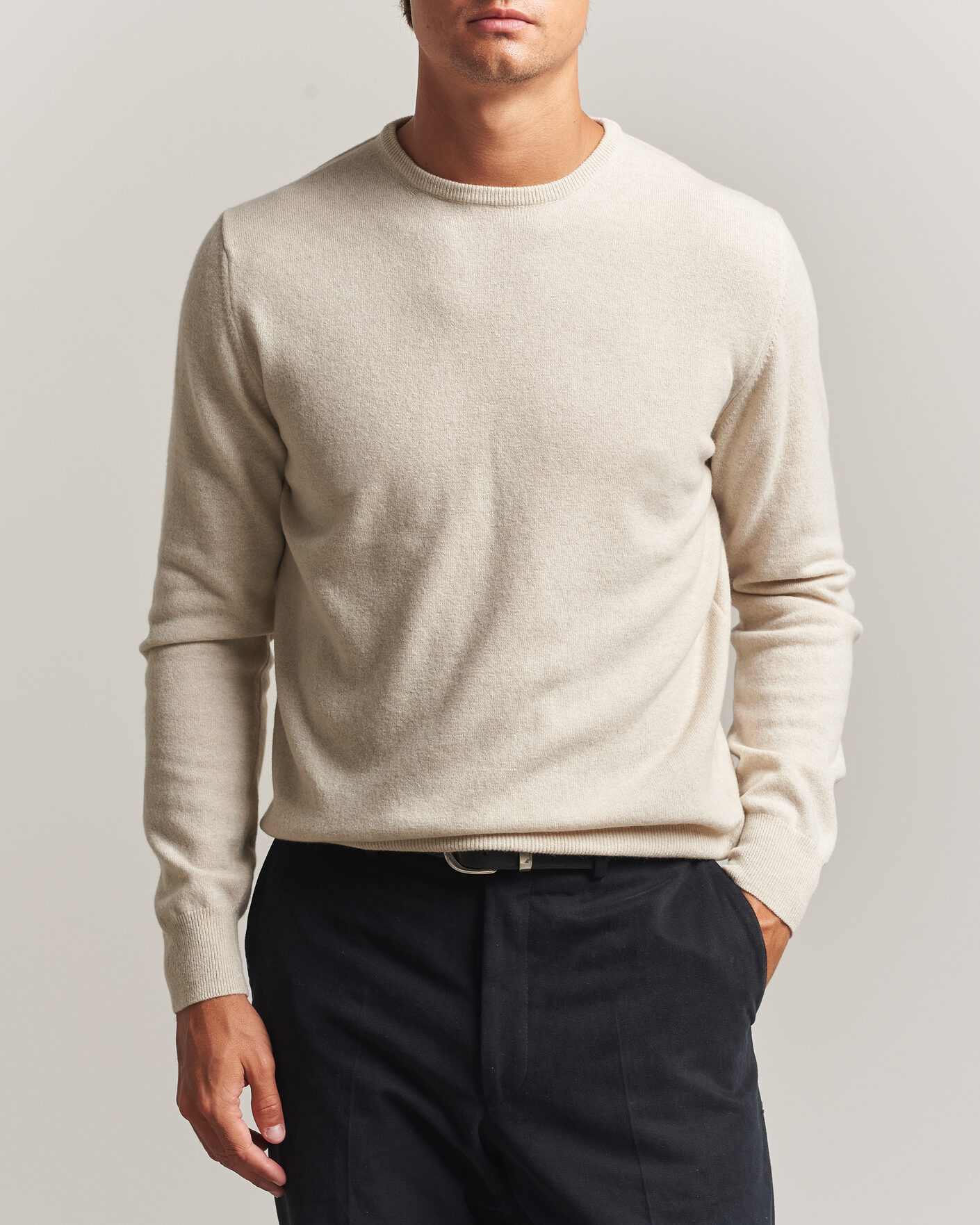 Herre | Gensere | Morgano | Wool/Cashmere Crewneck Beige