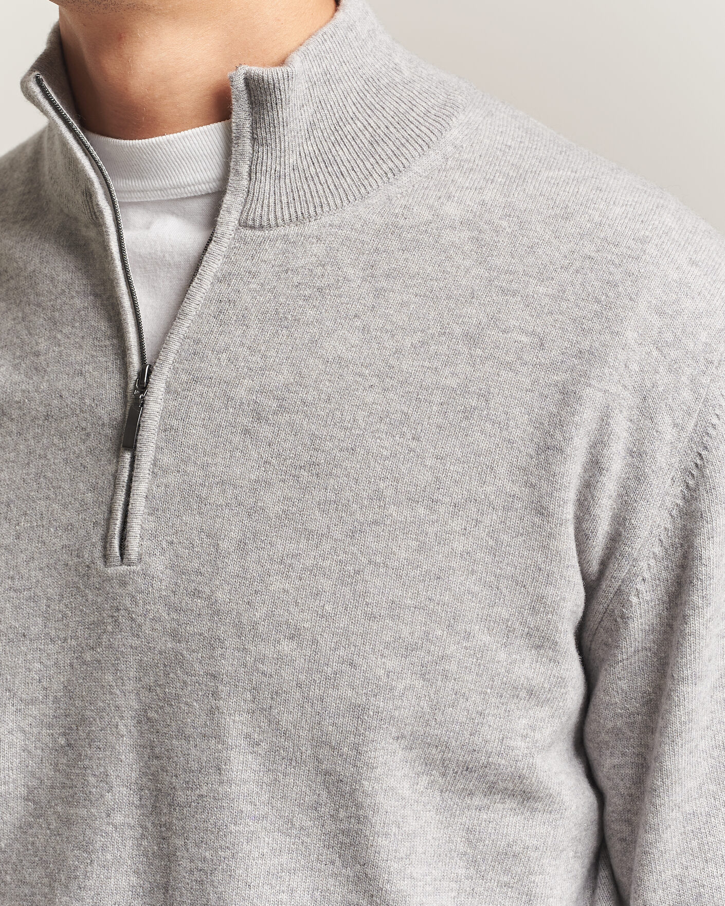 Herre | Gensere | Morgano | Wool/Cashmere Half-Zip Mid Grey