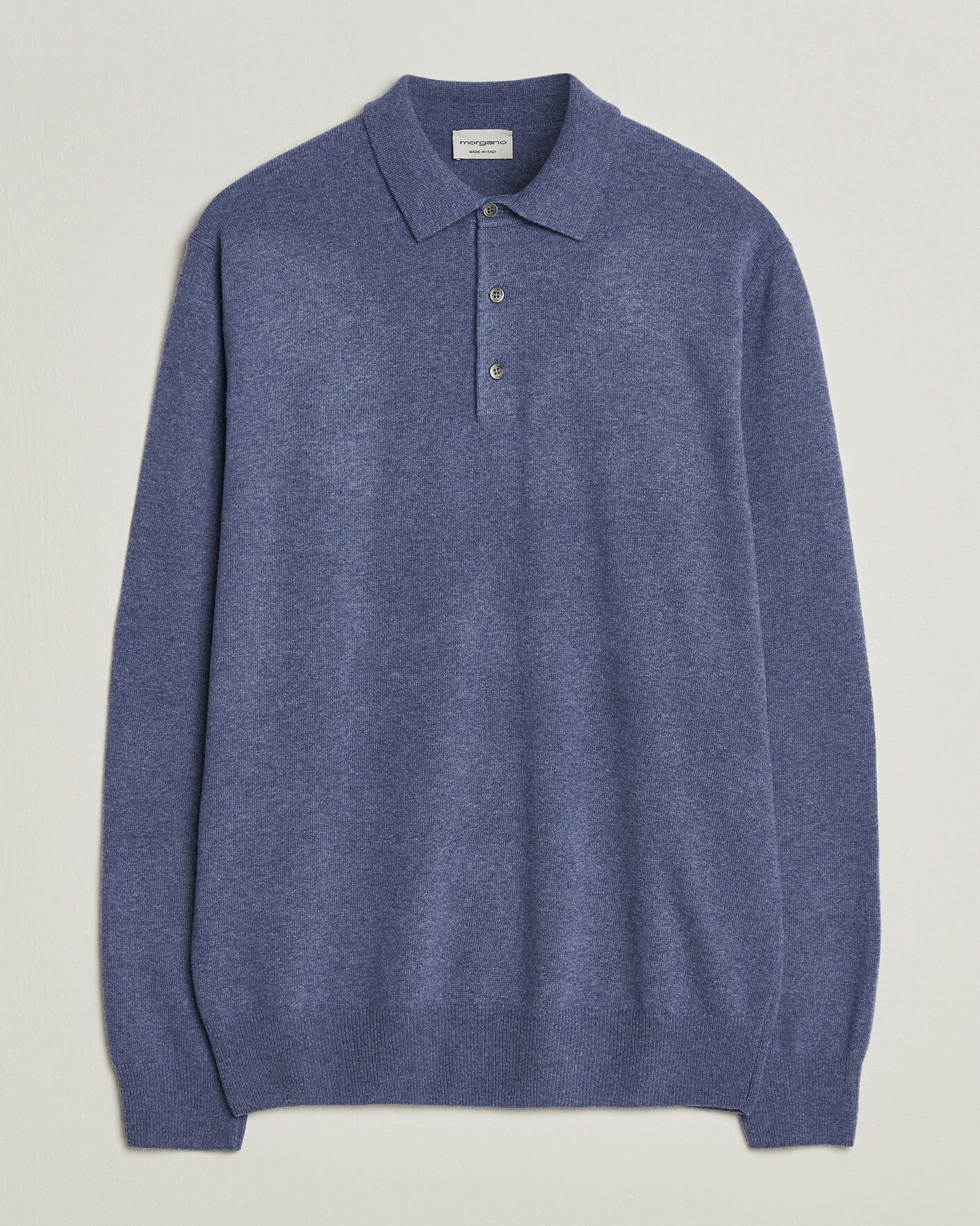 Herre | Gensere | Morgano | Wool/Cashmere Polo Mid Blue