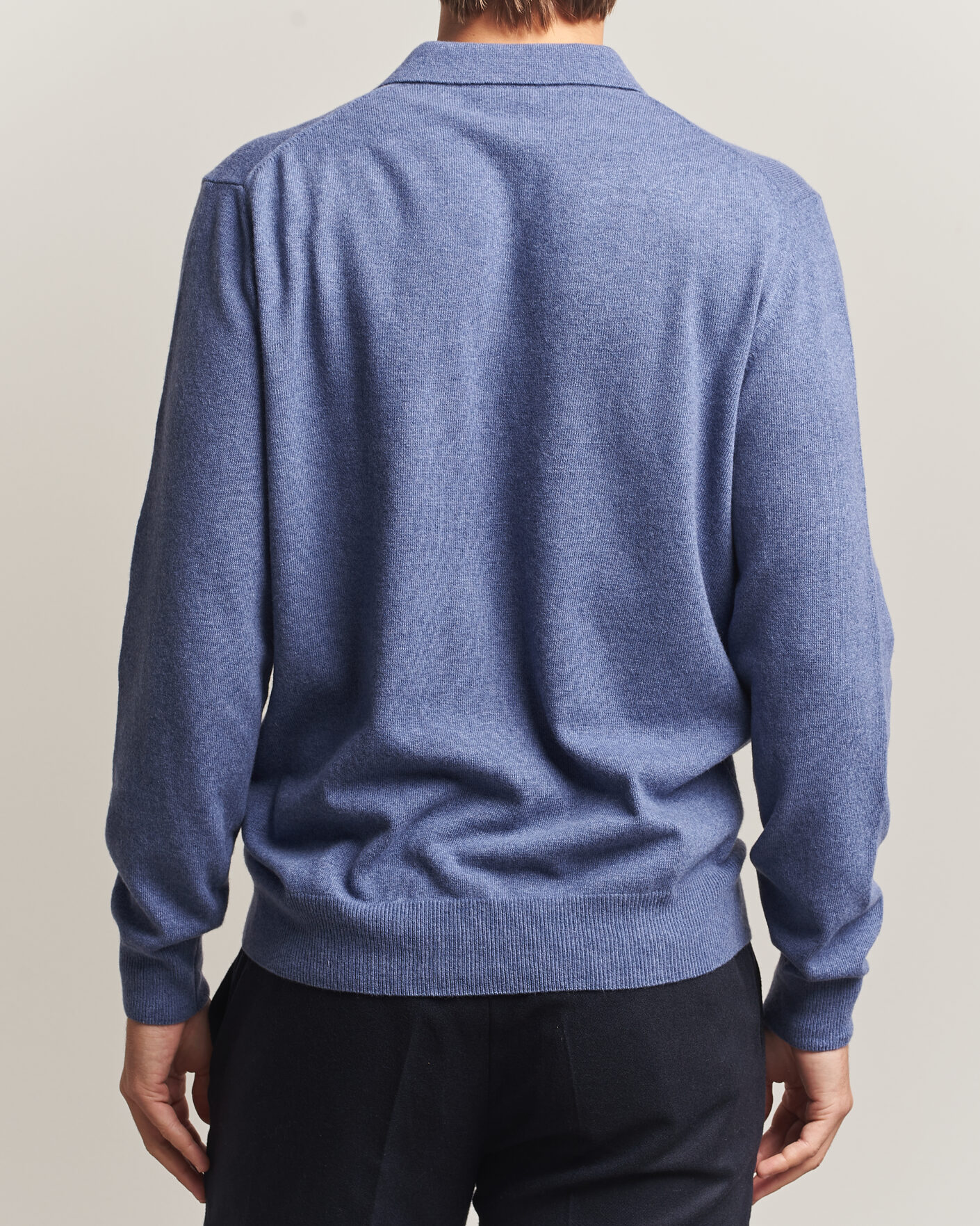 Herre | Gensere | Morgano | Wool/Cashmere Polo Mid Blue