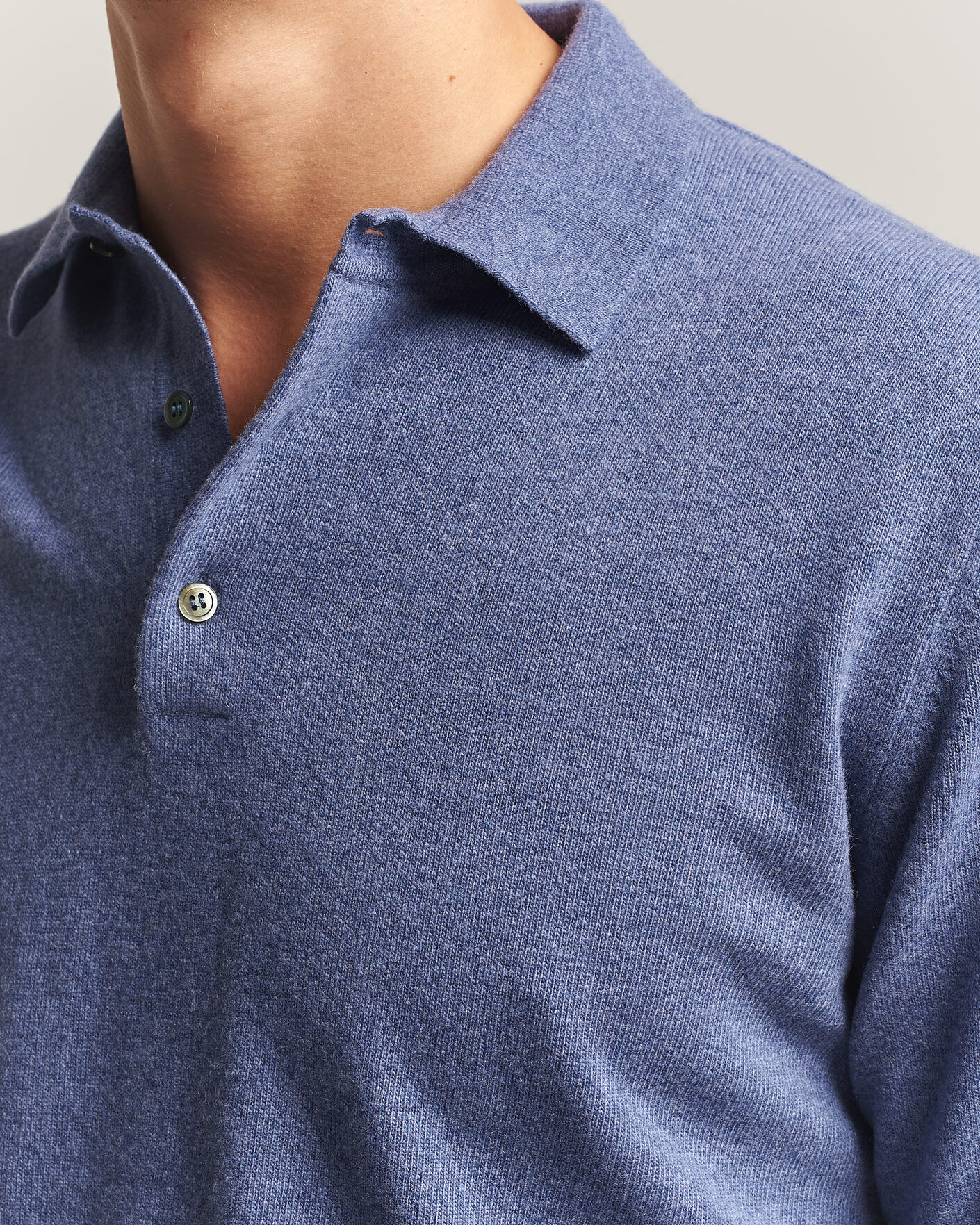 Herre | Gensere | Morgano | Wool/Cashmere Polo Mid Blue