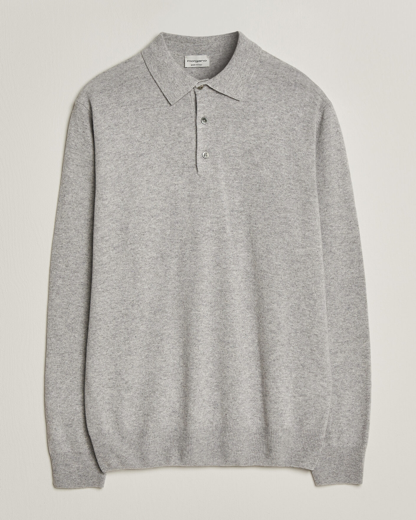 Herre | Gensere | Morgano | Wool/Cashmere Polo Mid Grey
