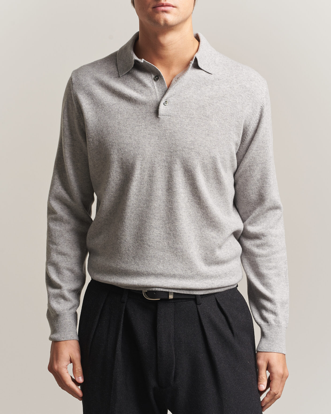 Herre | Gensere | Morgano | Wool/Cashmere Polo Mid Grey