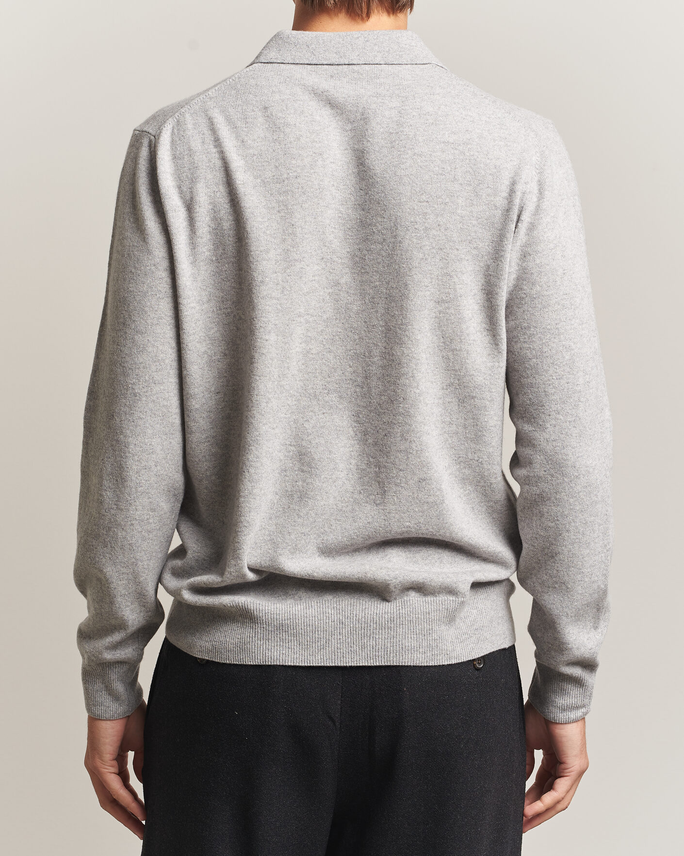 Herre | Gensere | Morgano | Wool/Cashmere Polo Mid Grey