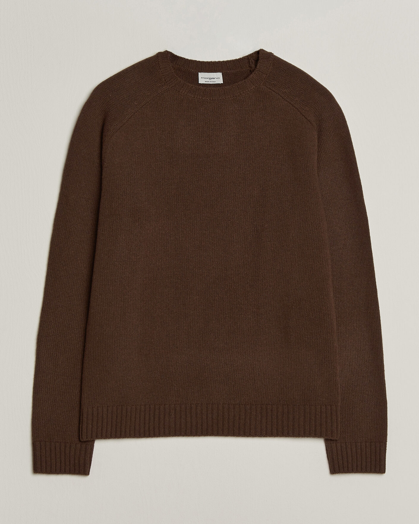 Herre | Gensere | Morgano | Heavy Knitted Wool/Cashmere Crewneck Dark Brown