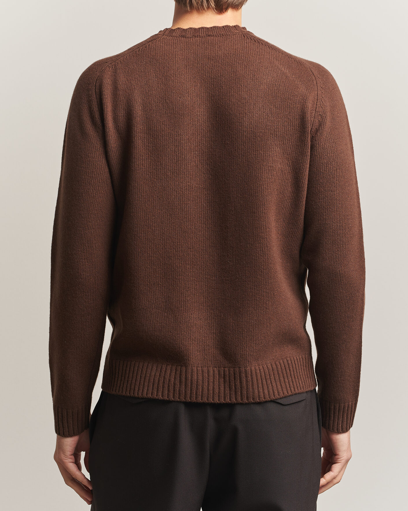 Herre | Gensere | Morgano | Heavy Knitted Wool/Cashmere Crewneck Dark Brown