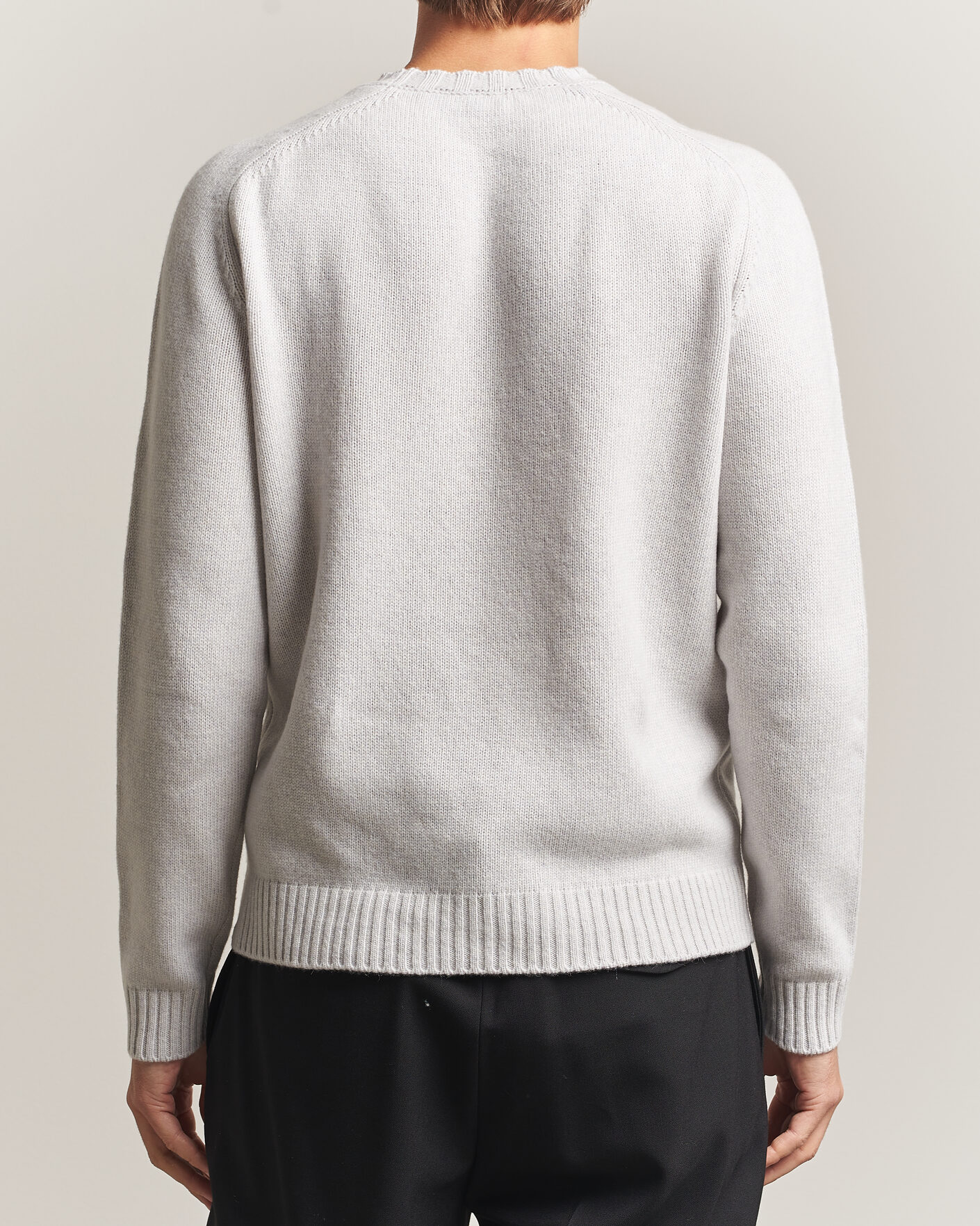 Herre | Gensere | Morgano | Heavy Knitted Wool/Cashmere Crewneck Light Grey